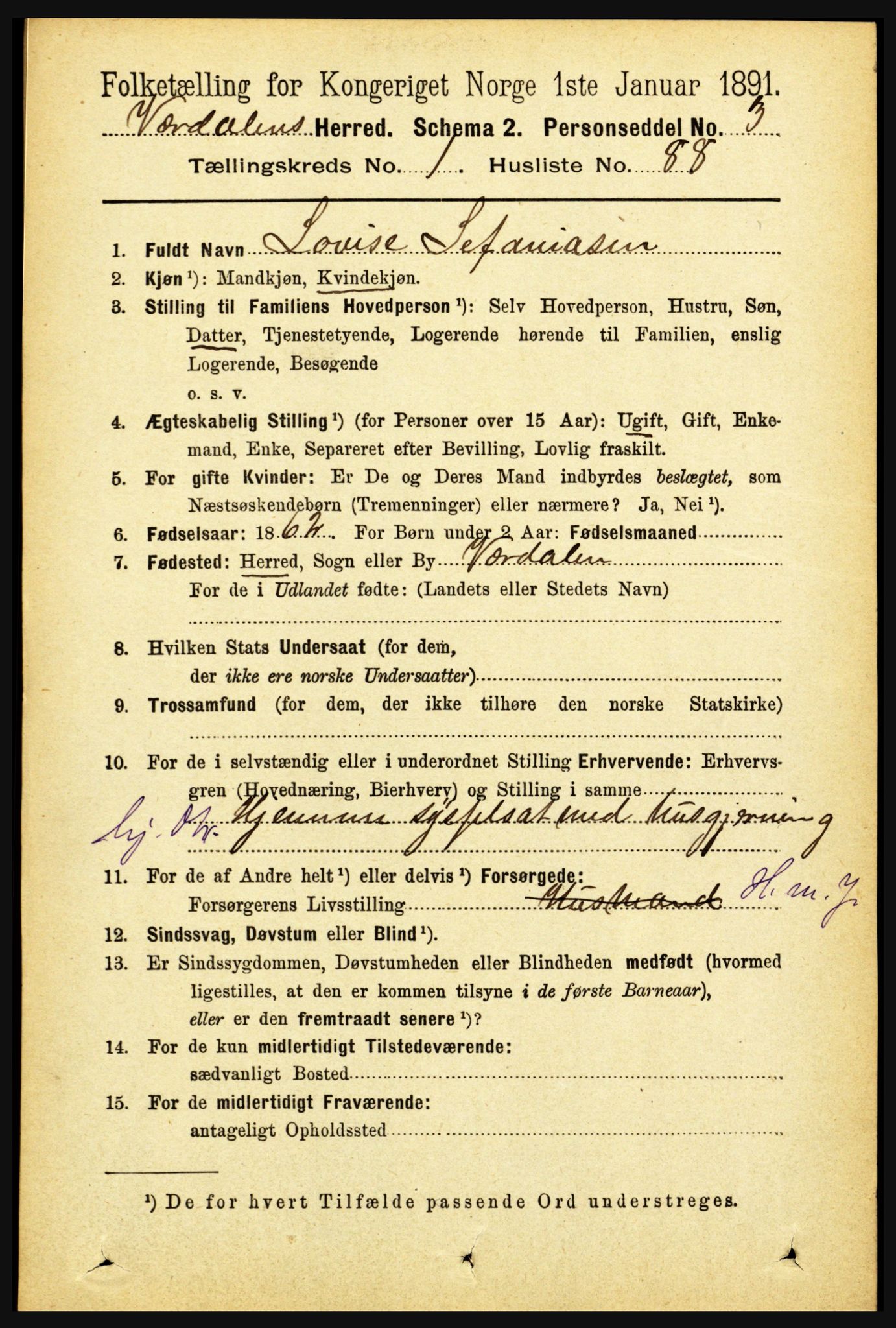 RA, 1891 census for 1721 Verdal, 1891, p. 604