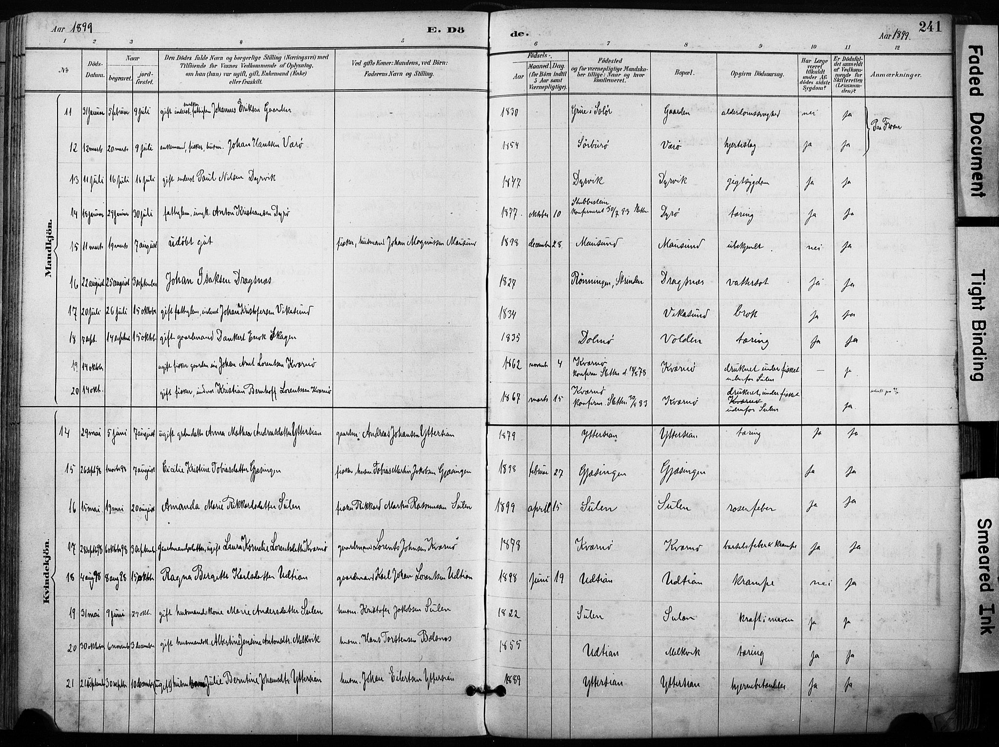 Ministerialprotokoller, klokkerbøker og fødselsregistre - Sør-Trøndelag, AV/SAT-A-1456/640/L0579: Parish register (official) no. 640A04, 1889-1902, p. 241