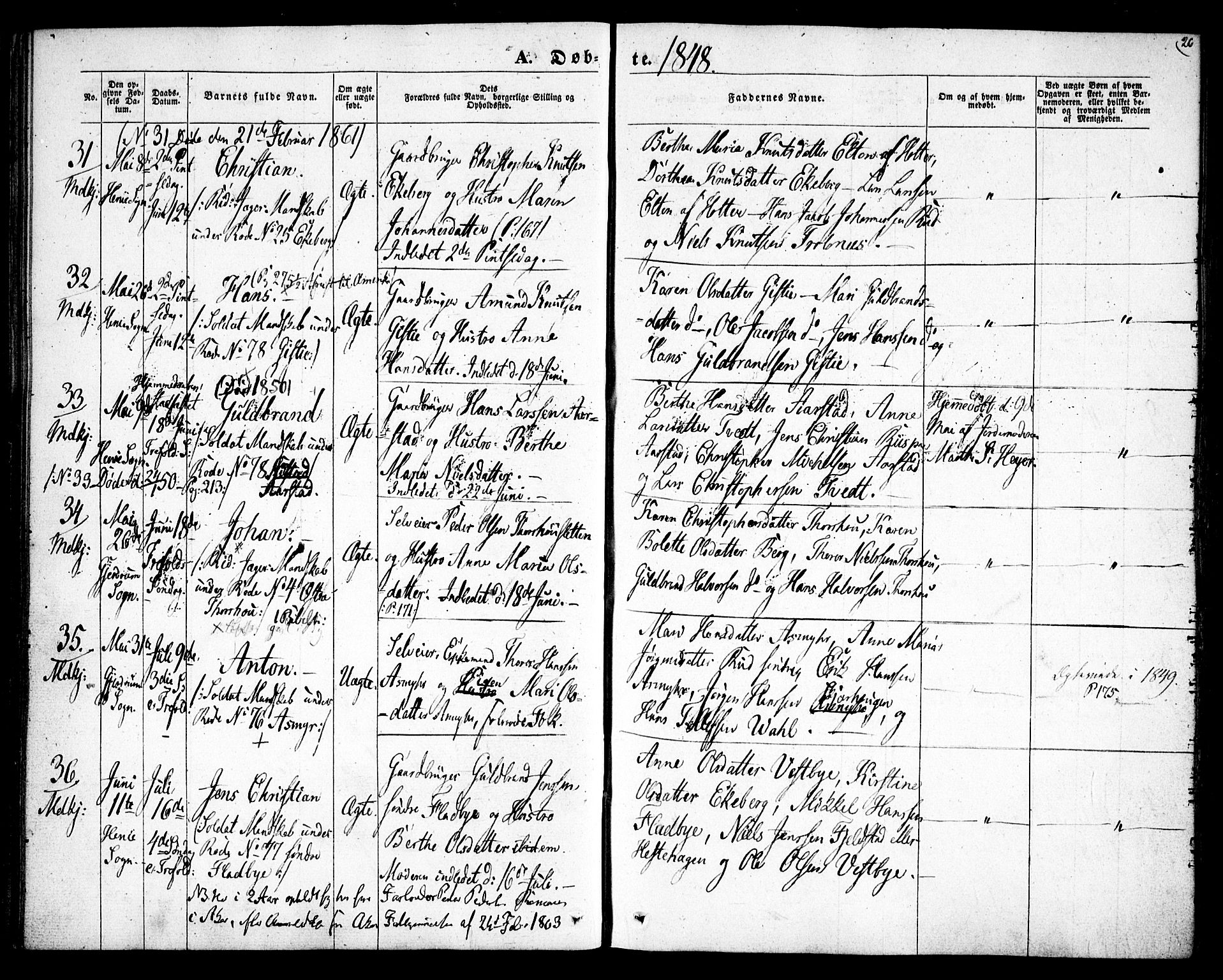 Gjerdrum prestekontor Kirkebøker, AV/SAO-A-10412b/F/Fa/L0006: Parish register (official) no. I 6, 1845-1856, p. 26