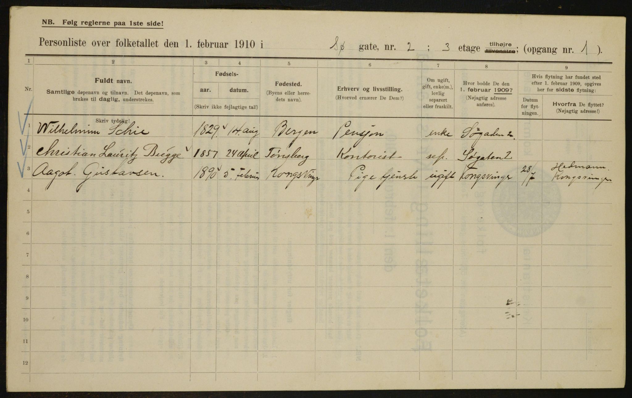 OBA, Municipal Census 1910 for Kristiania, 1910, p. 100805