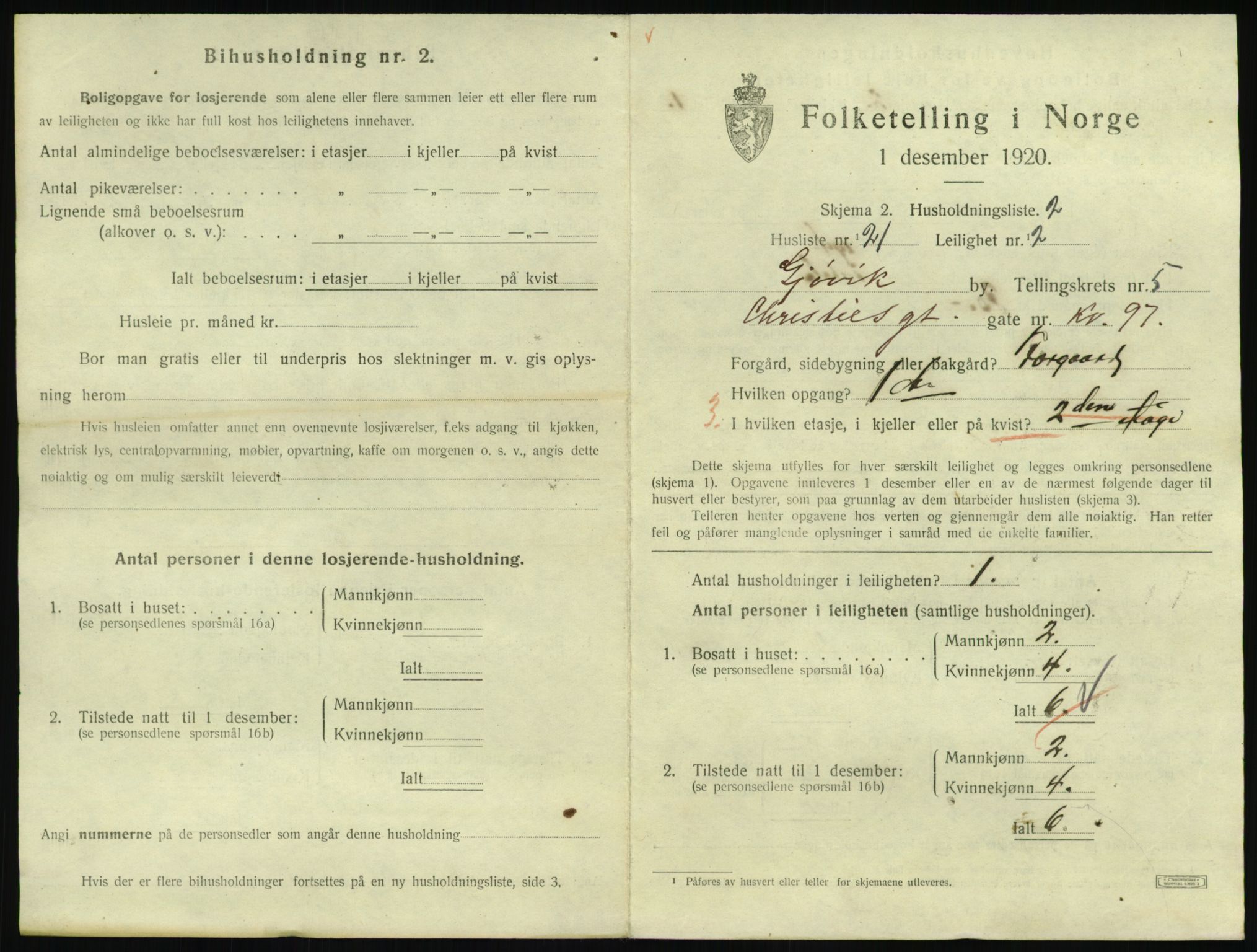 SAH, 1920 census for Gjøvik, 1920, p. 2306