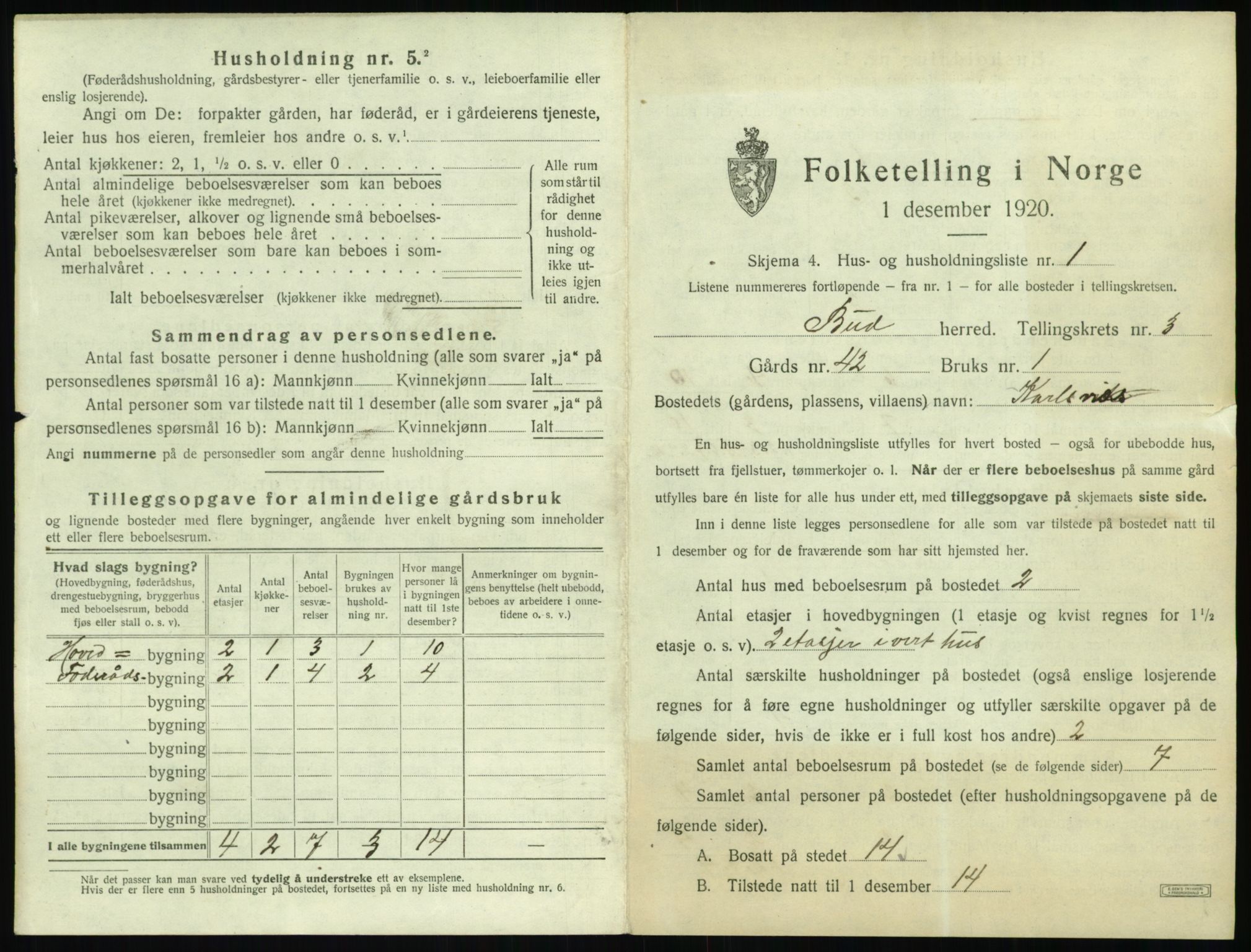 SAT, 1920 census for Bud, 1920, p. 428