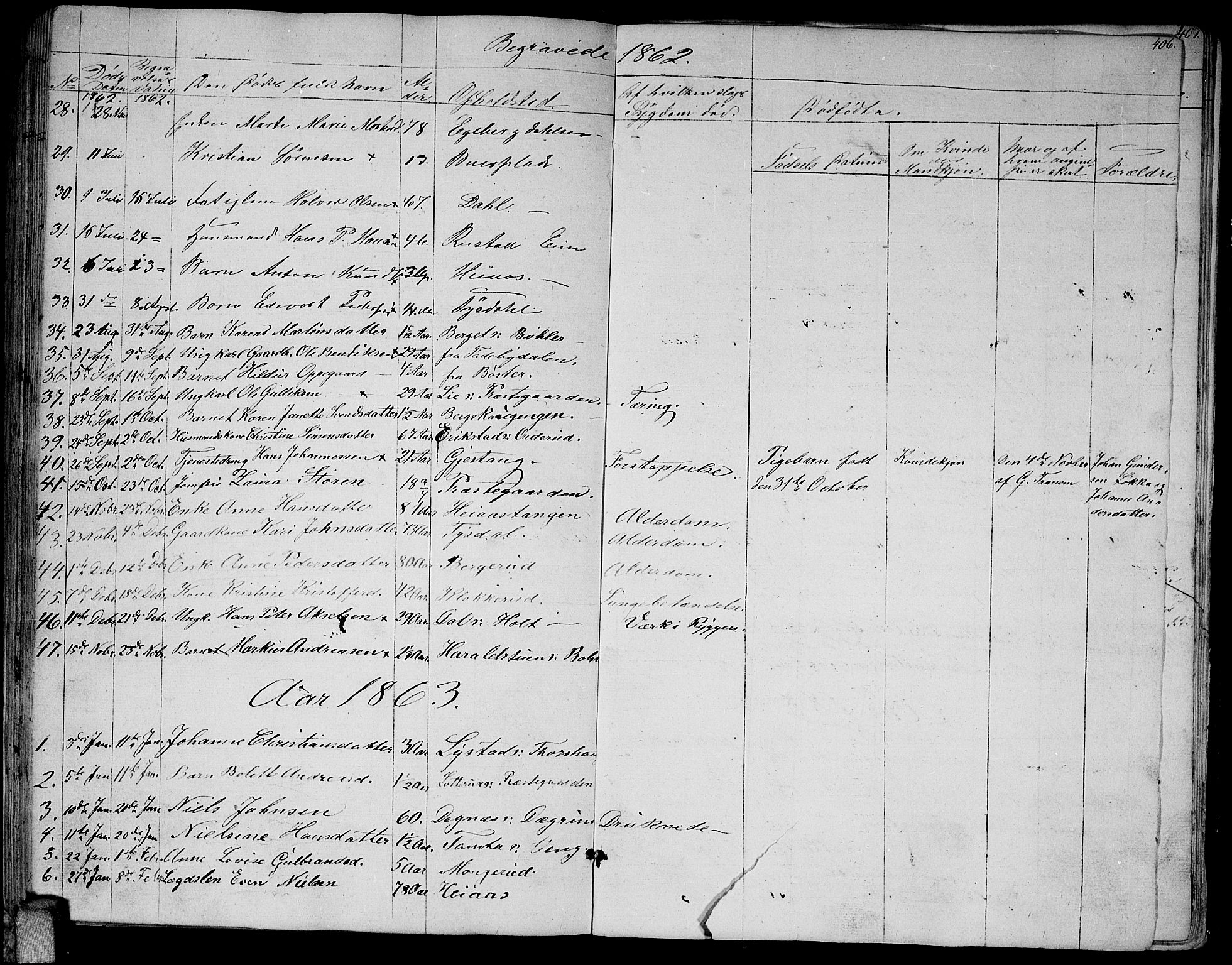 Enebakk prestekontor Kirkebøker, AV/SAO-A-10171c/G/Ga/L0004: Parish register (copy) no. I 4, 1850-1866, p. 406