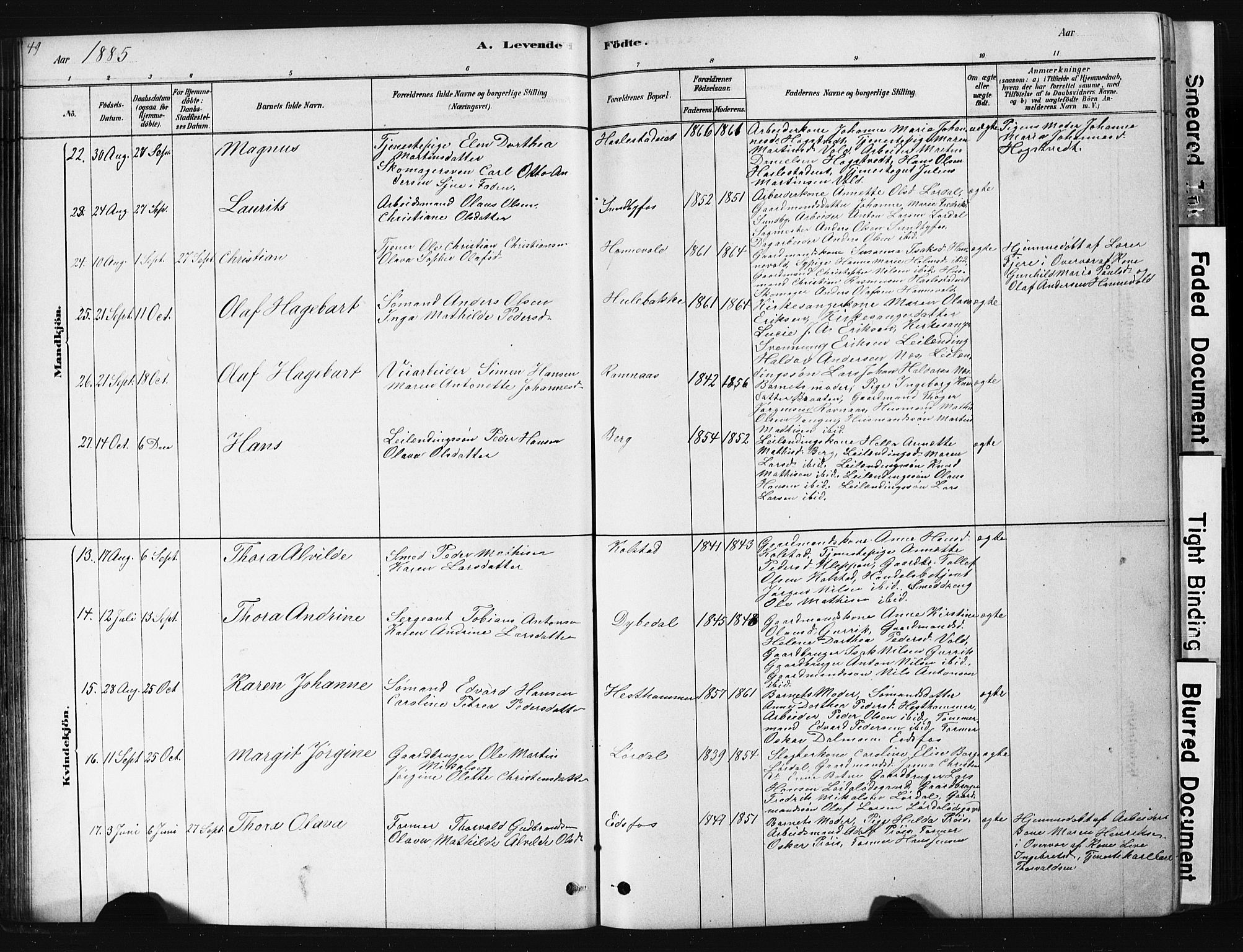 Hof kirkebøker, AV/SAKO-A-64/G/Ga/L0004: Parish register (copy) no. I 4, 1878-1930, p. 49