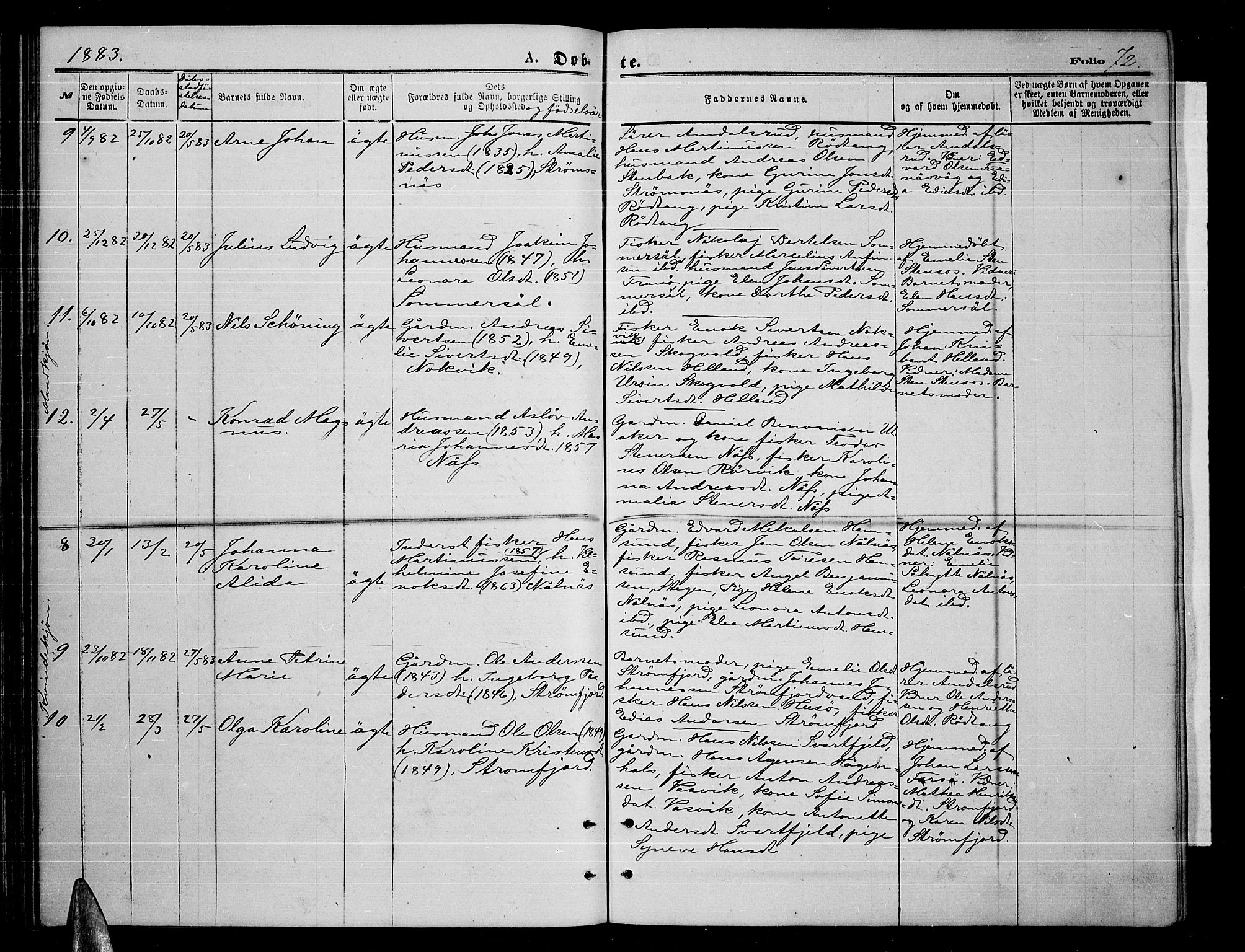 Ministerialprotokoller, klokkerbøker og fødselsregistre - Nordland, SAT/A-1459/859/L0858: Parish register (copy) no. 859C04, 1873-1886, p. 72