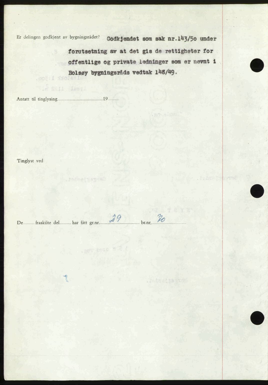 Romsdal sorenskriveri, AV/SAT-A-4149/1/2/2C: Mortgage book no. A35, 1950-1950, Diary no: : 3919/1950