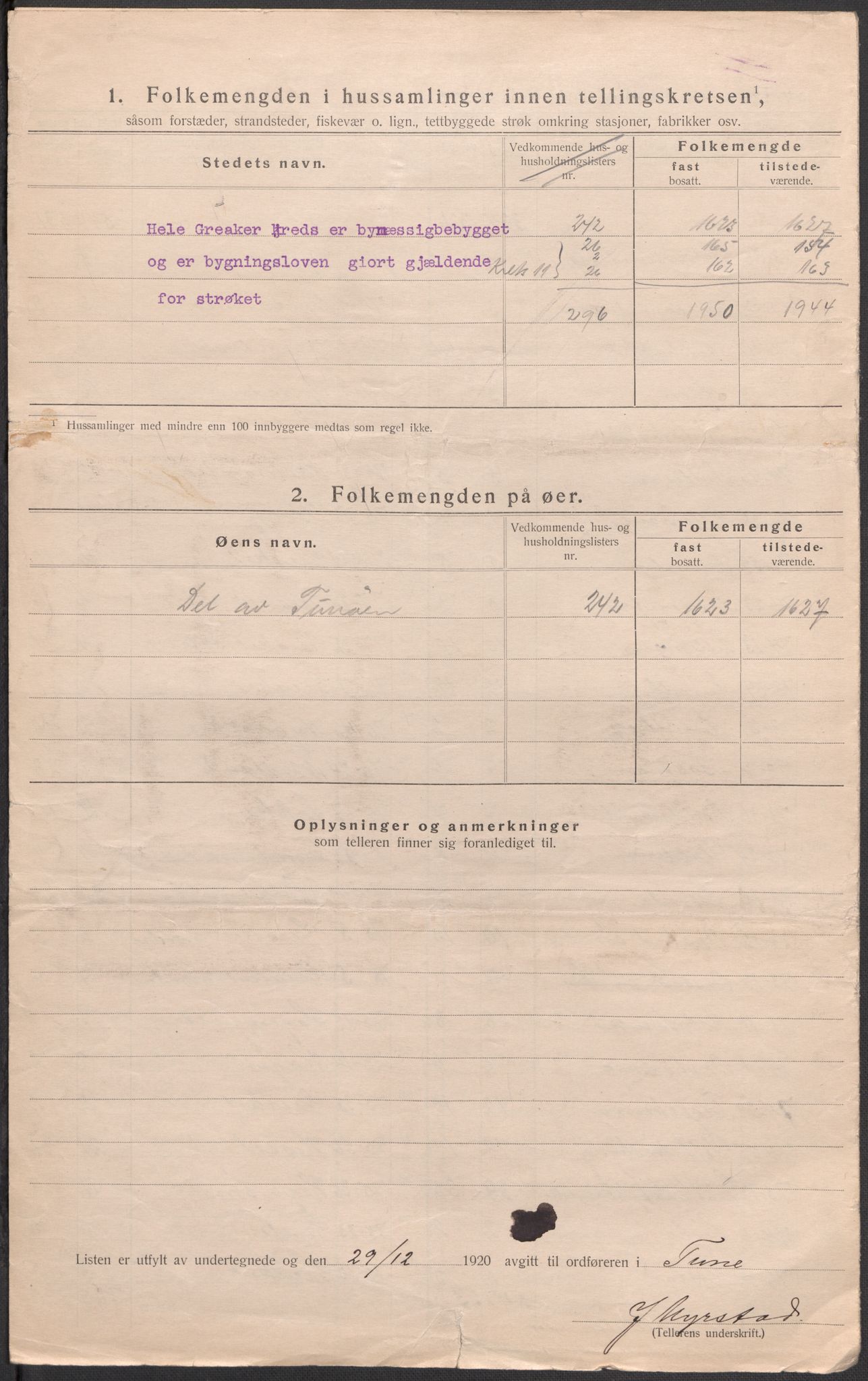 SAO, 1920 census for Tune, 1920, p. 38