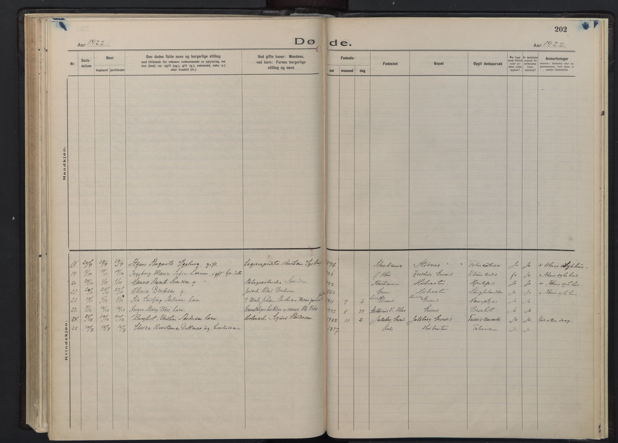 Østre Aker prestekontor Kirkebøker, SAO/A-10840/F/Fb/L0002: Parish register (official) no. II 2, 1918-1930, p. 202