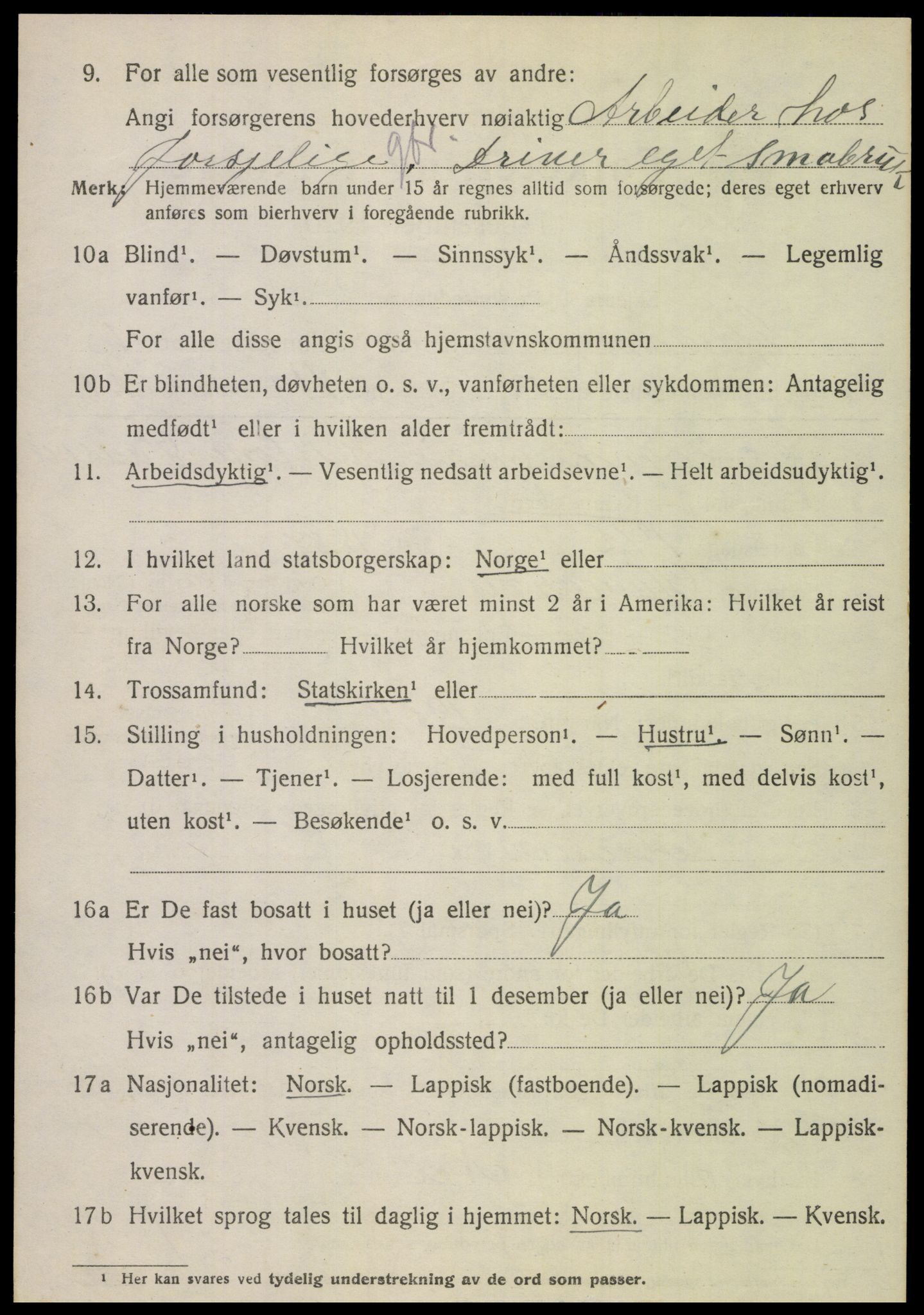 SAT, 1920 census for Hamarøy, 1920, p. 5673