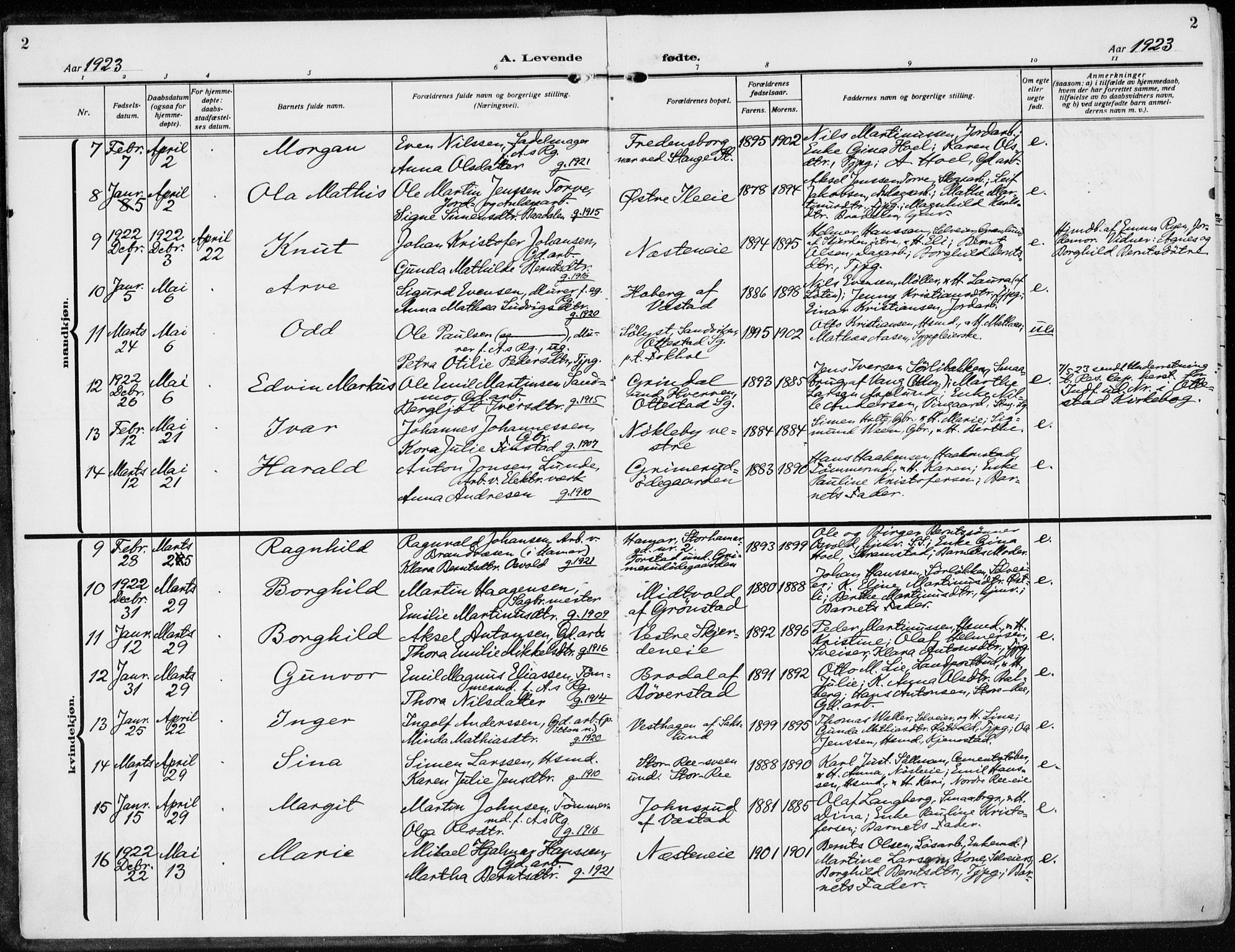 Stange prestekontor, AV/SAH-PREST-002/K/L0026: Parish register (official) no. 26, 1923-1937, p. 2