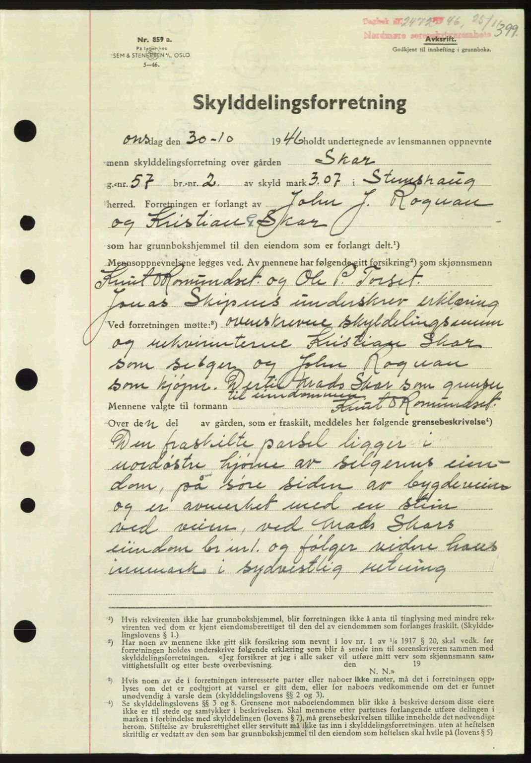 Nordmøre sorenskriveri, AV/SAT-A-4132/1/2/2Ca: Mortgage book no. A103, 1946-1947, Diary no: : 2472/1946