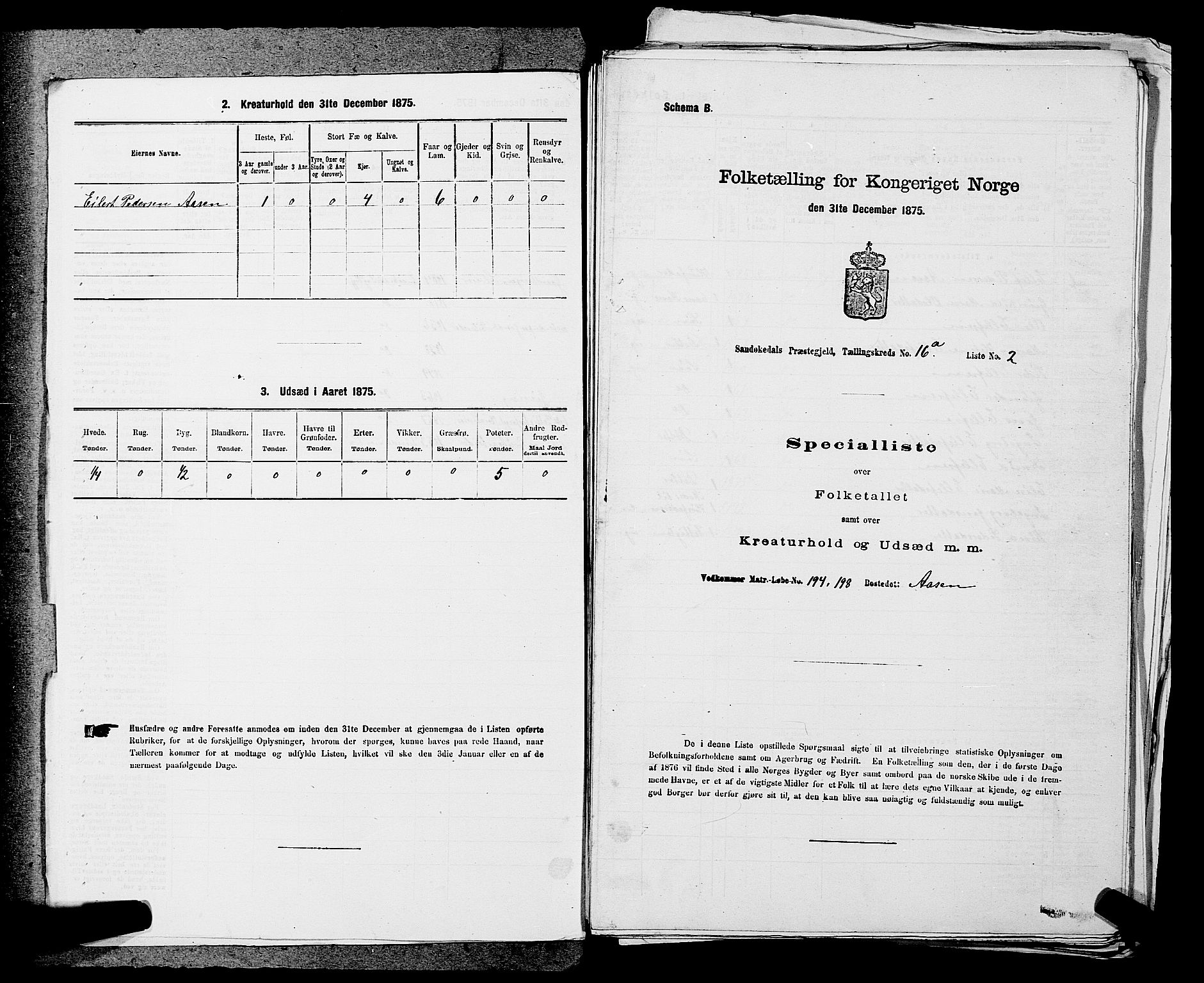 SAKO, 1875 census for 0816P Sannidal, 1875, p. 1226