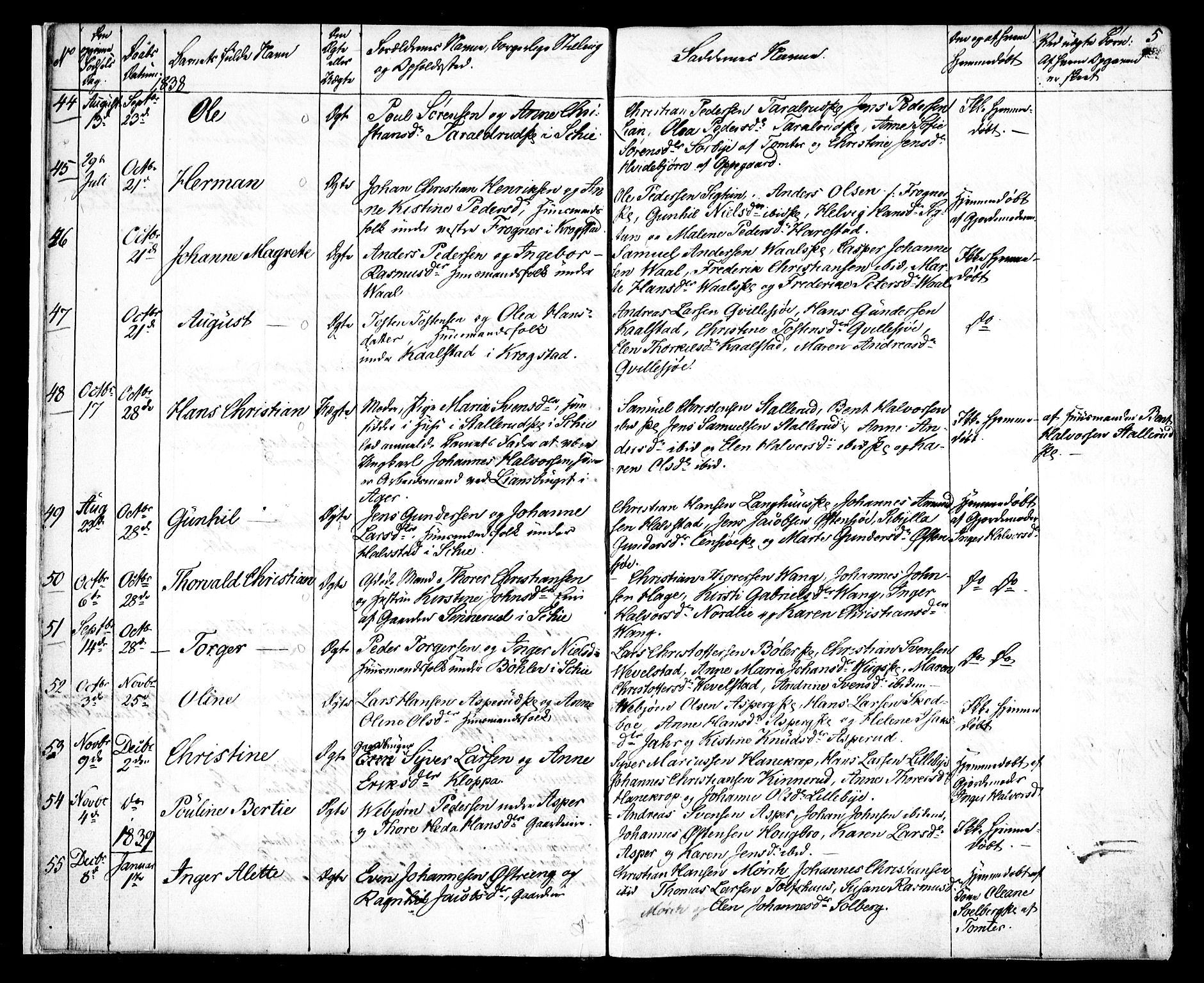 Kråkstad prestekontor Kirkebøker, SAO/A-10125a/F/Fa/L0005: Parish register (official) no. I 5, 1837-1847, p. 5