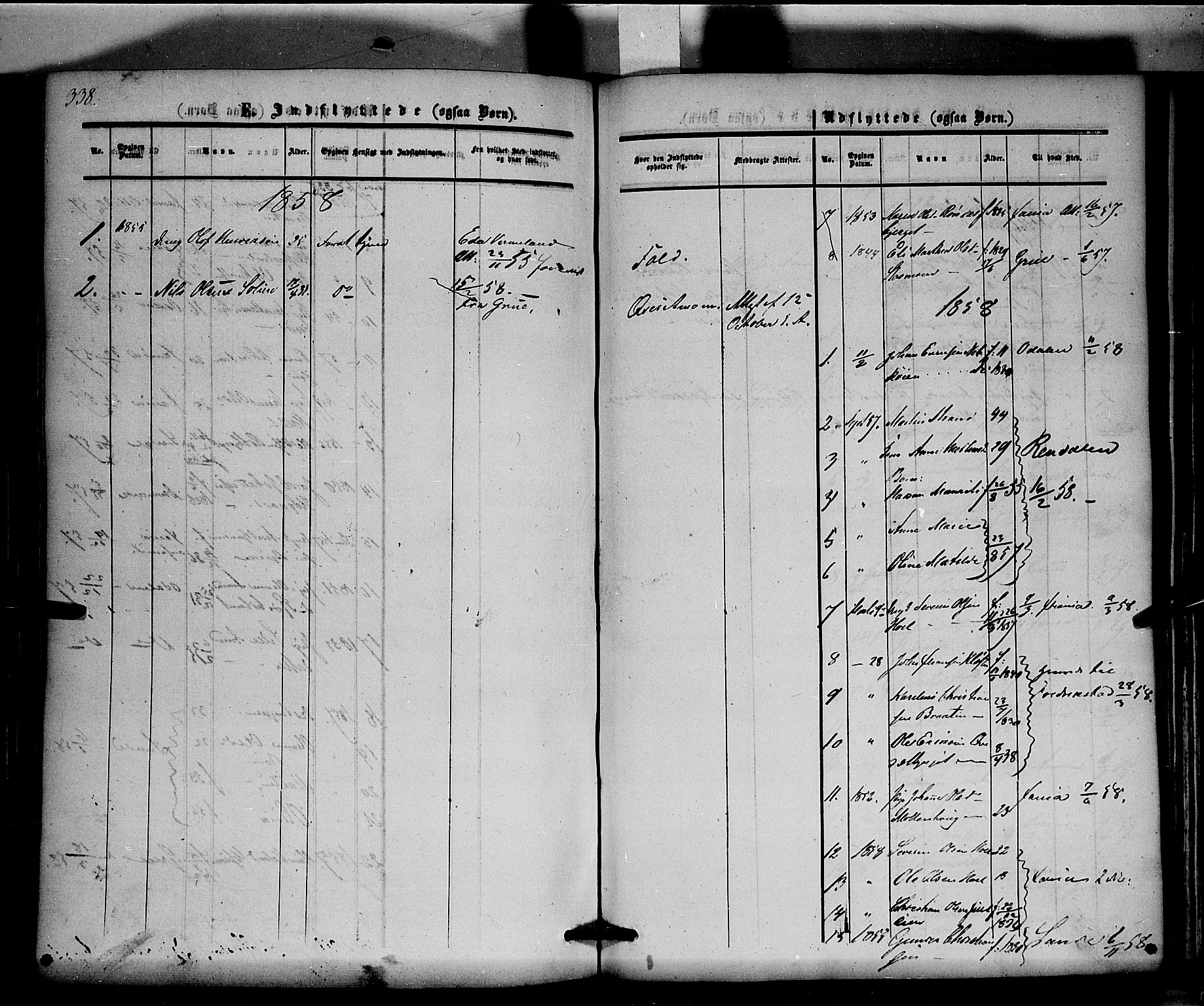 Hof prestekontor, AV/SAH-PREST-038/H/Ha/Haa/L0008: Parish register (official) no. 8, 1849-1861, p. 338