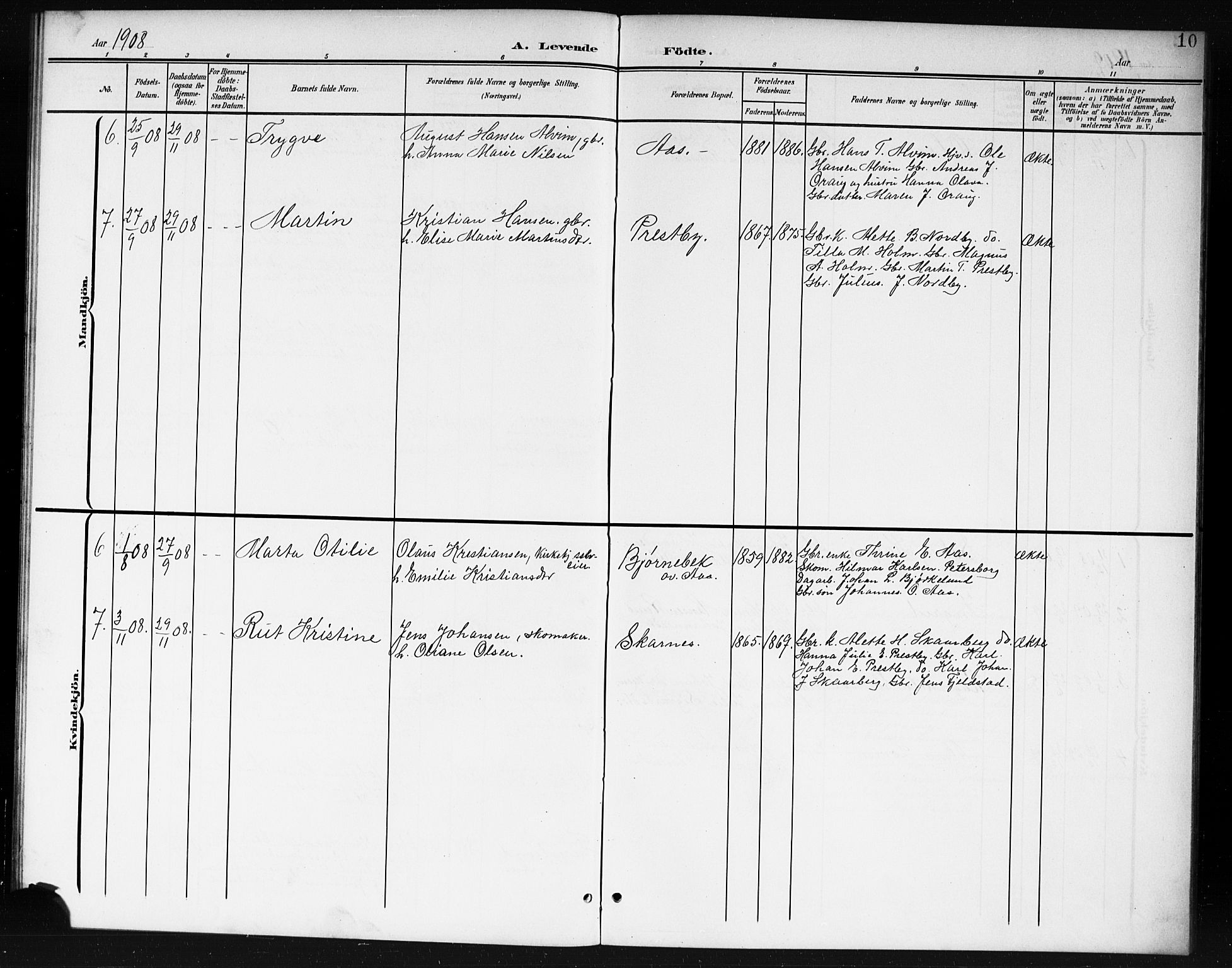 Spydeberg prestekontor Kirkebøker, AV/SAO-A-10924/G/Gc/L0001: Parish register (copy) no. III 1, 1901-1917, p. 10