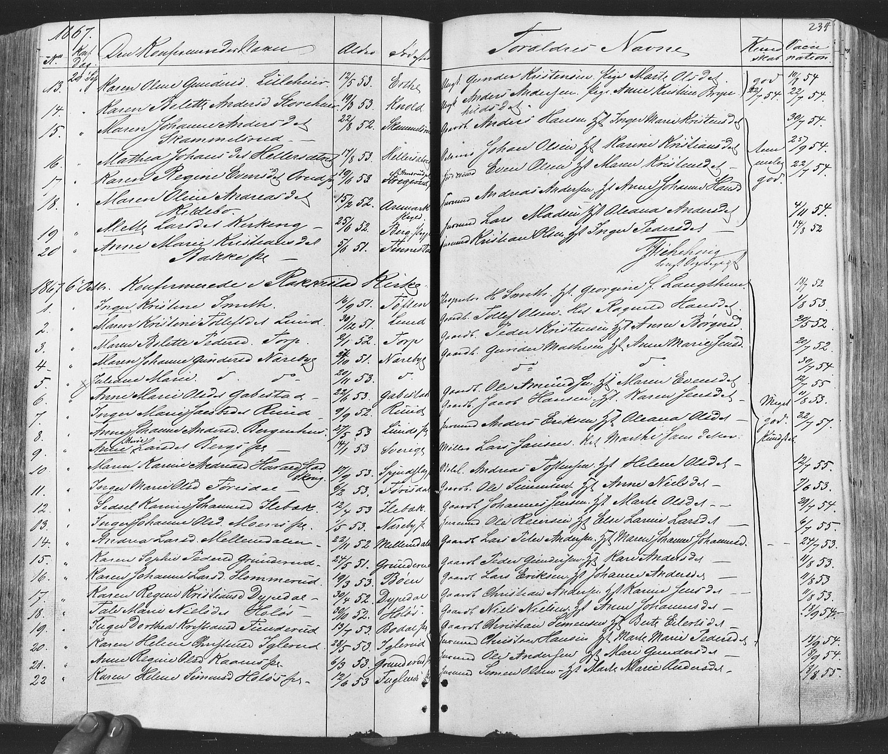 Rakkestad prestekontor Kirkebøker, AV/SAO-A-2008/F/Fa/L0011: Parish register (official) no. I 11, 1862-1877, p. 234