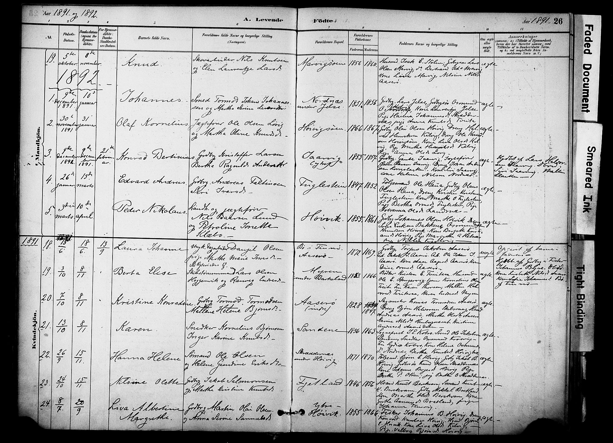 Jelsa sokneprestkontor, SAST/A-101842/01/IV: Parish register (official) no. A 10, 1884-1906, p. 26
