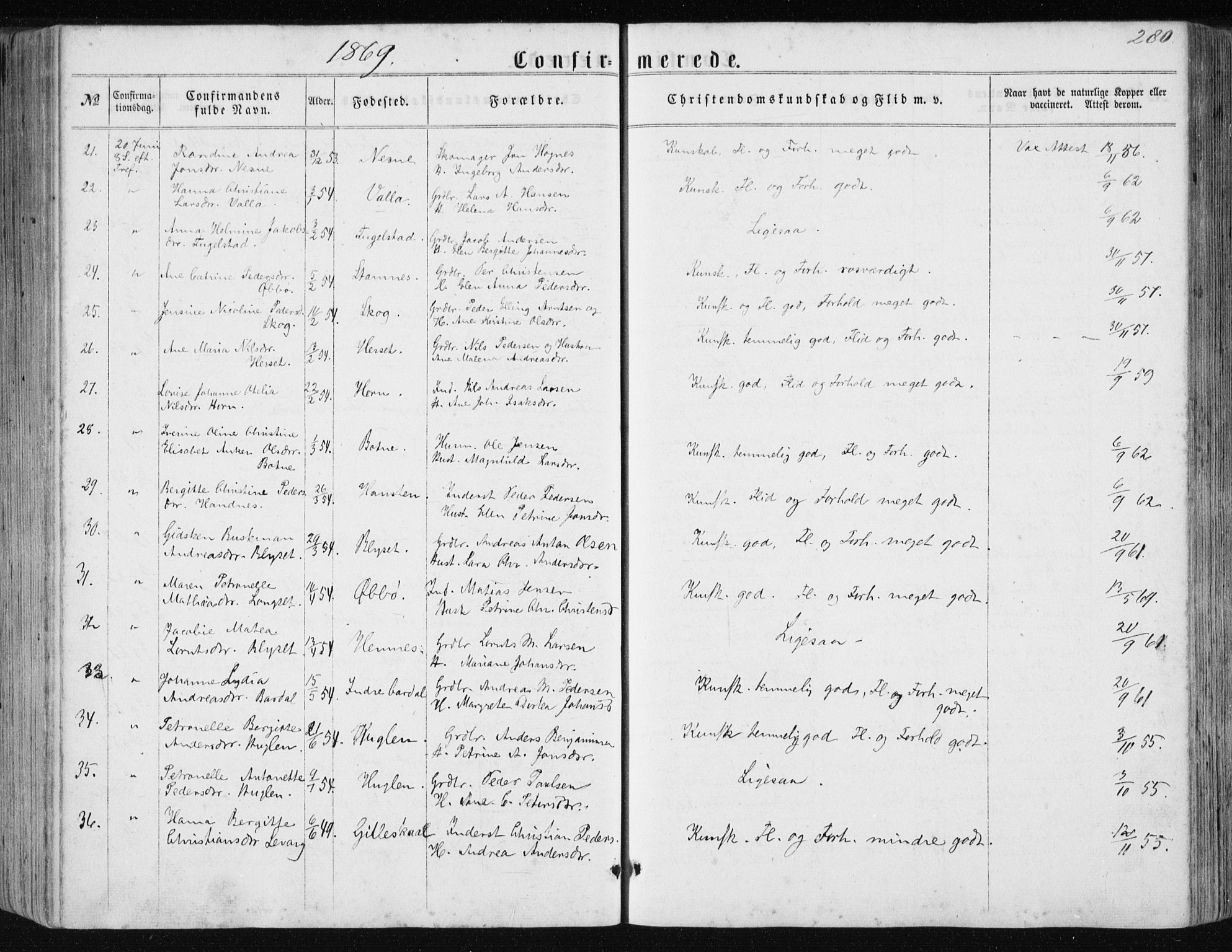 Ministerialprotokoller, klokkerbøker og fødselsregistre - Nordland, AV/SAT-A-1459/838/L0556: Parish register (copy) no. 838C03, 1861-1893, p. 280