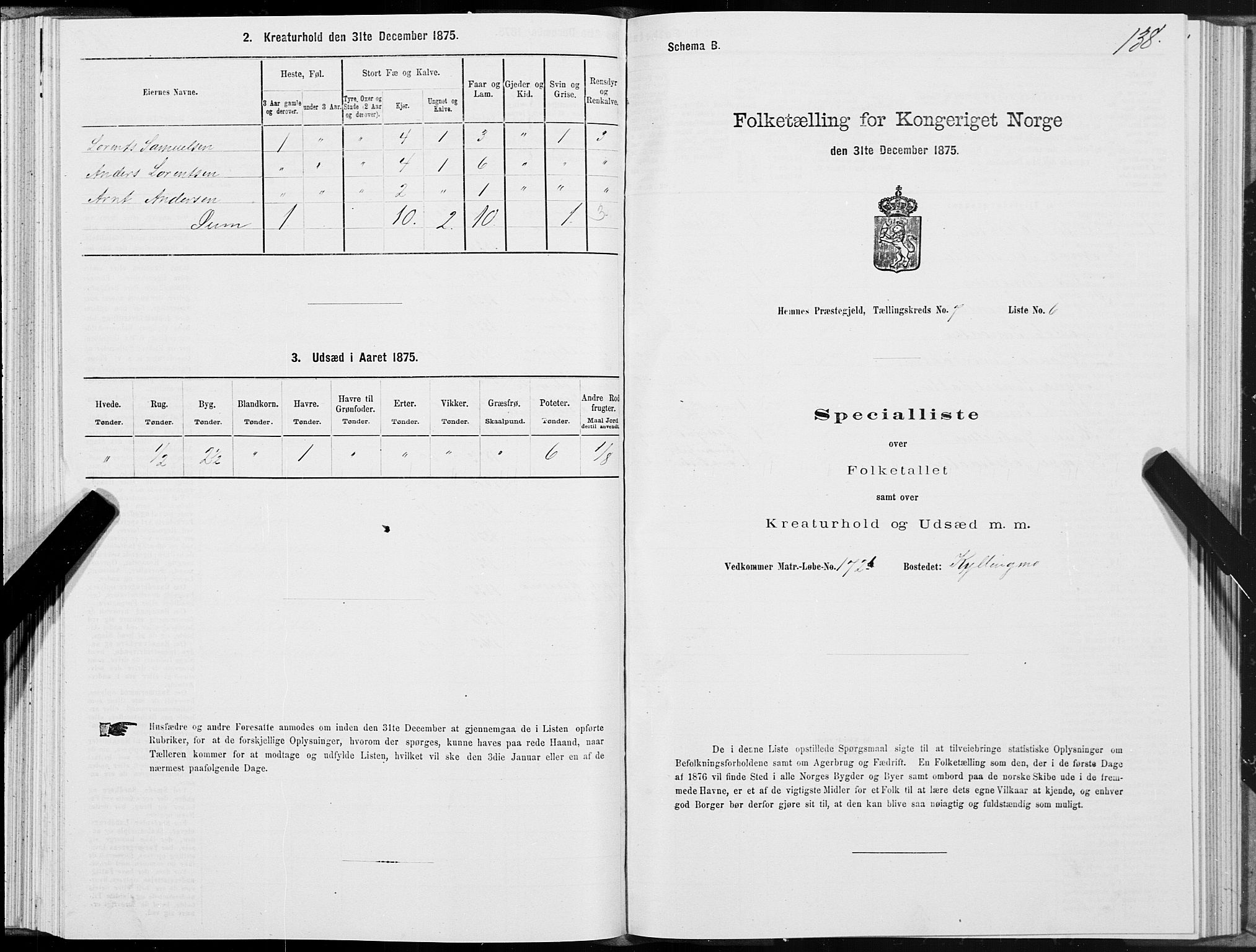 SAT, 1875 census for 1832P Hemnes, 1875, p. 4138