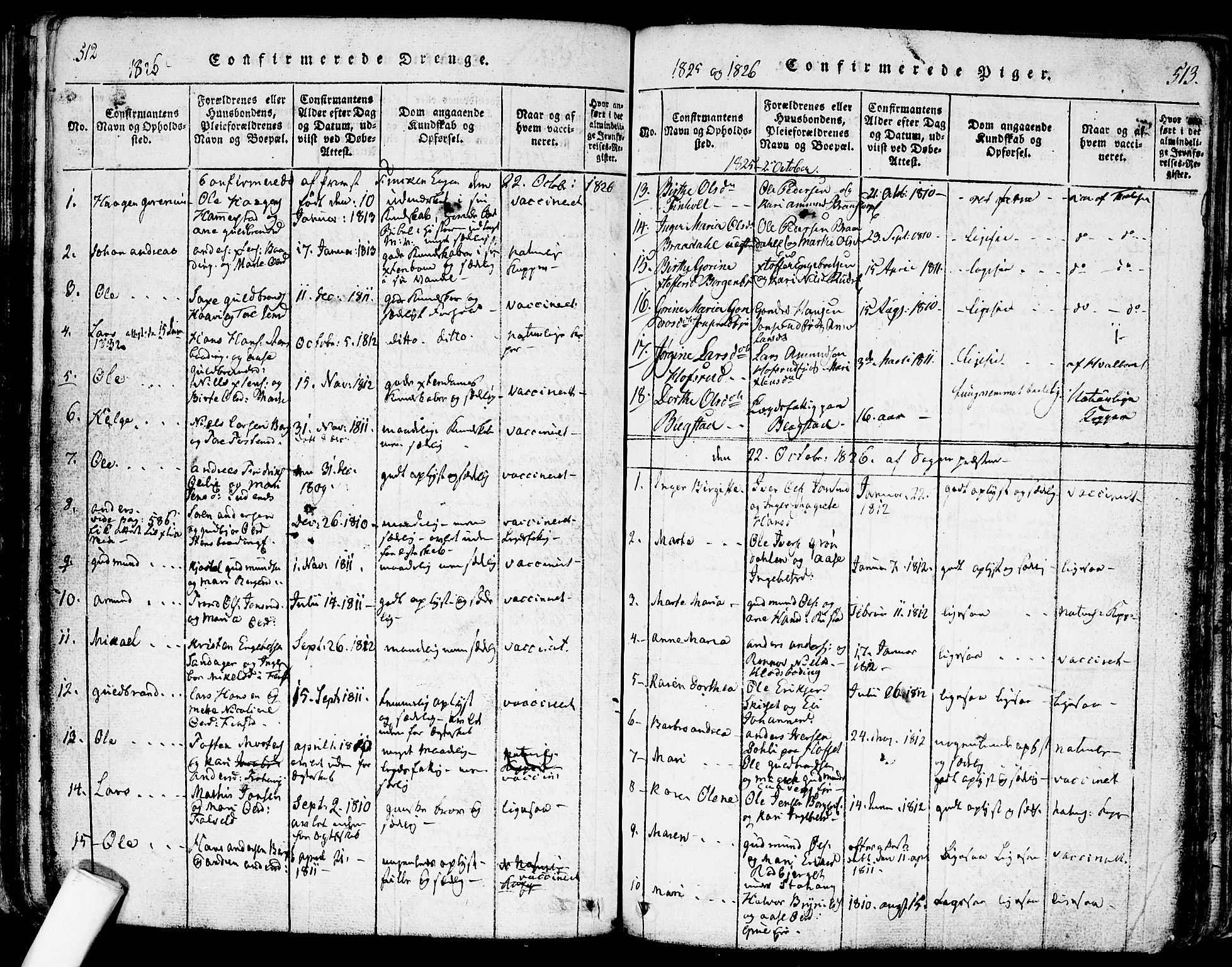 Nes prestekontor Kirkebøker, SAO/A-10410/F/Fa/L0005: Parish register (official) no. I 5, 1815-1835, p. 512-513