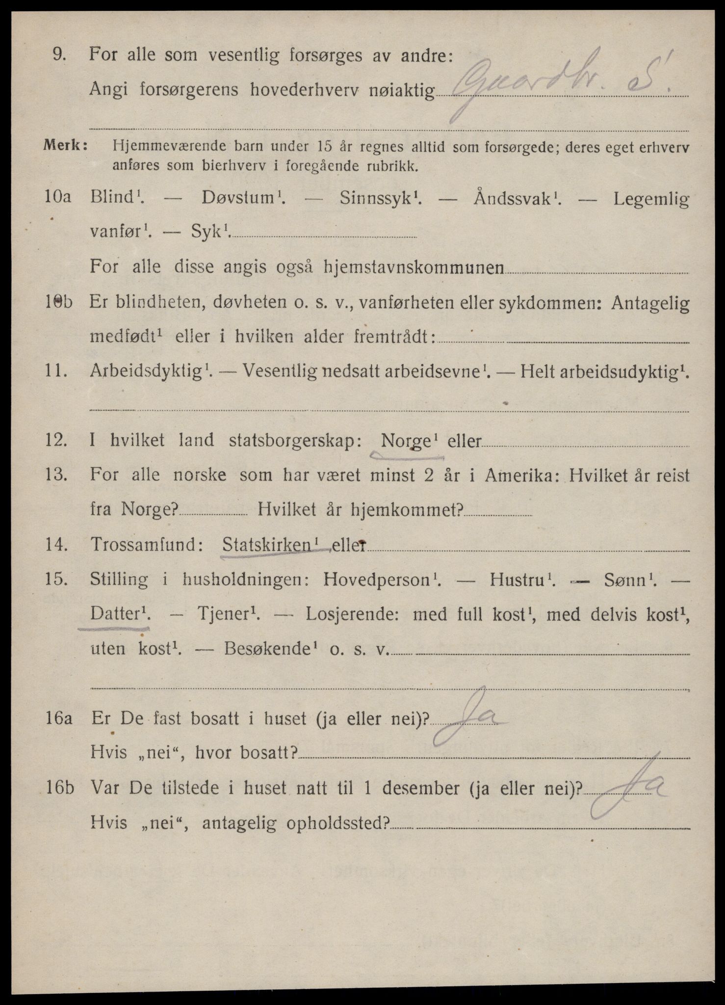 SAT, 1920 census for Stranda, 1920, p. 1238