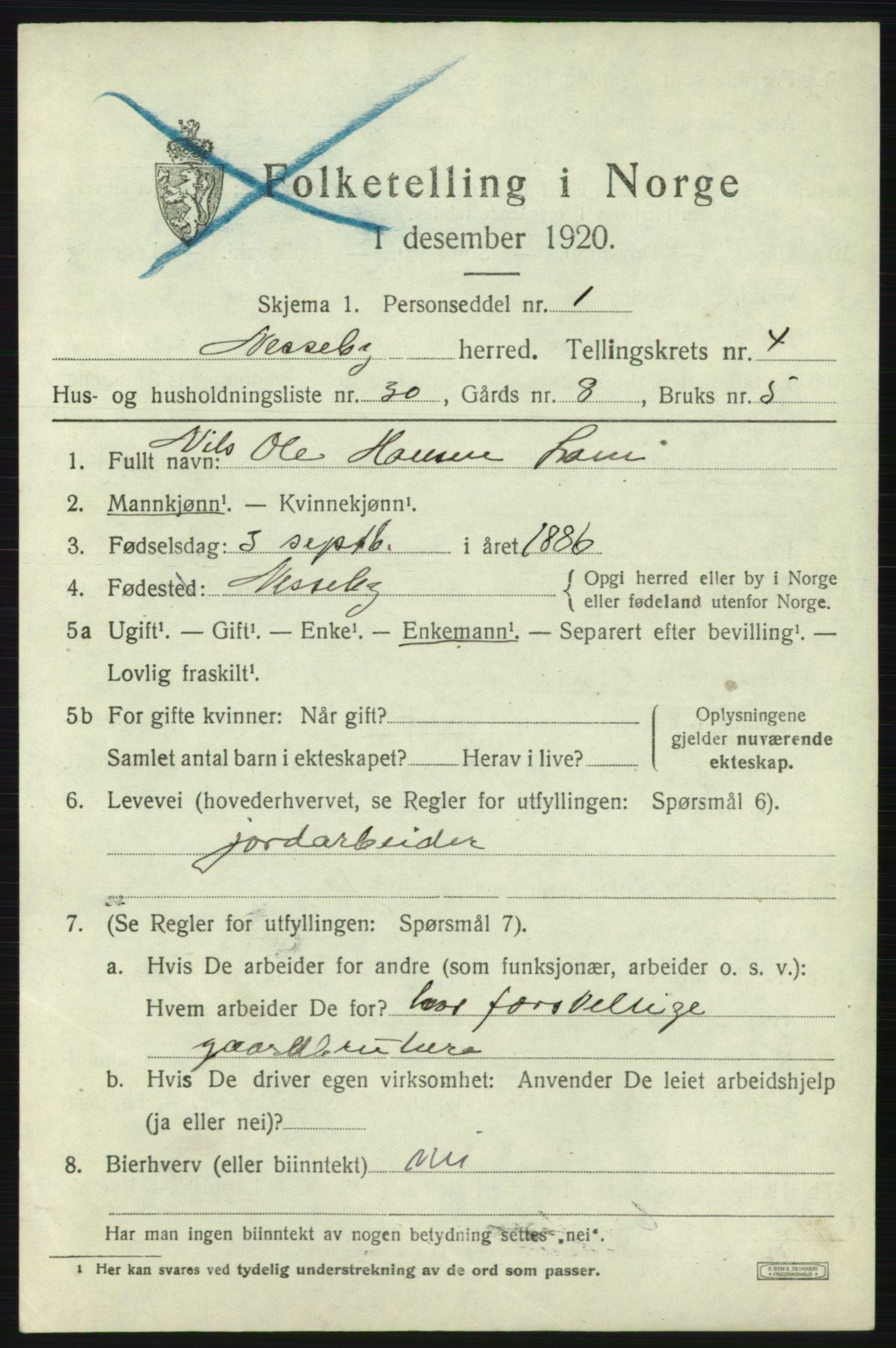 SATØ, 1920 census for Nesseby, 1920, p. 2216