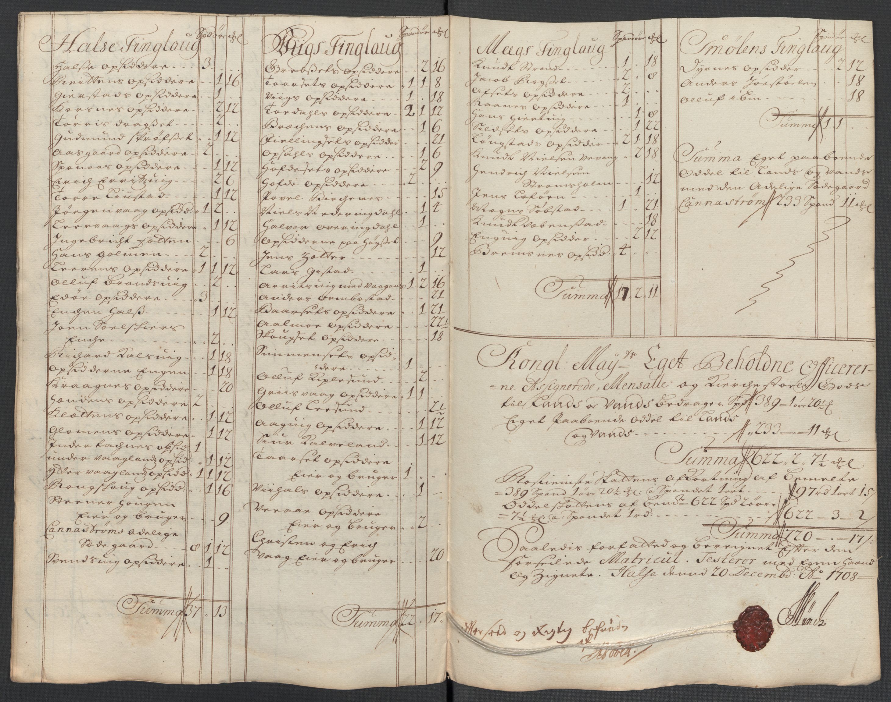 Rentekammeret inntil 1814, Reviderte regnskaper, Fogderegnskap, AV/RA-EA-4092/R56/L3743: Fogderegnskap Nordmøre, 1708, p. 129