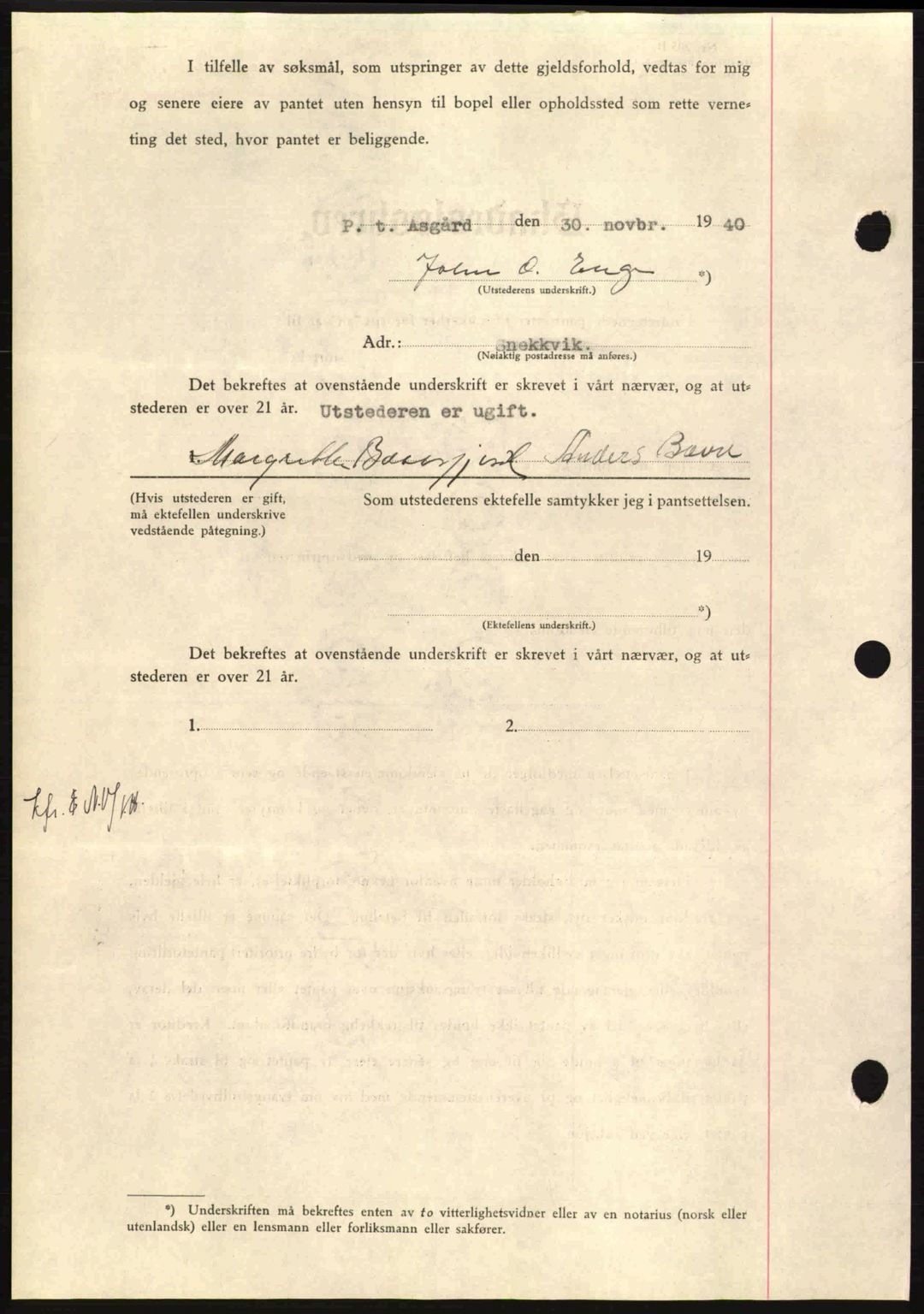 Nordmøre sorenskriveri, AV/SAT-A-4132/1/2/2Ca: Mortgage book no. B87, 1940-1941, Diary no: : 2089/1940