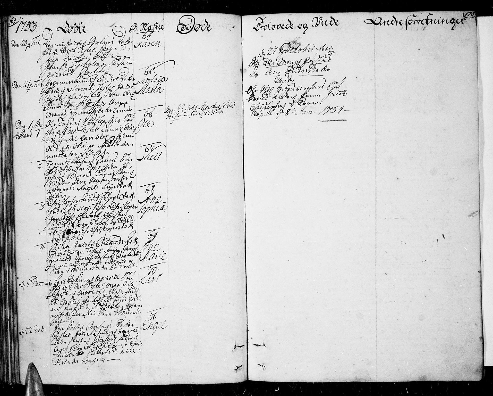 Lista sokneprestkontor, AV/SAK-1111-0027/F/Fa/L0003: Parish register (official) no. A 3 /1, 1743-1767, p. 169-170