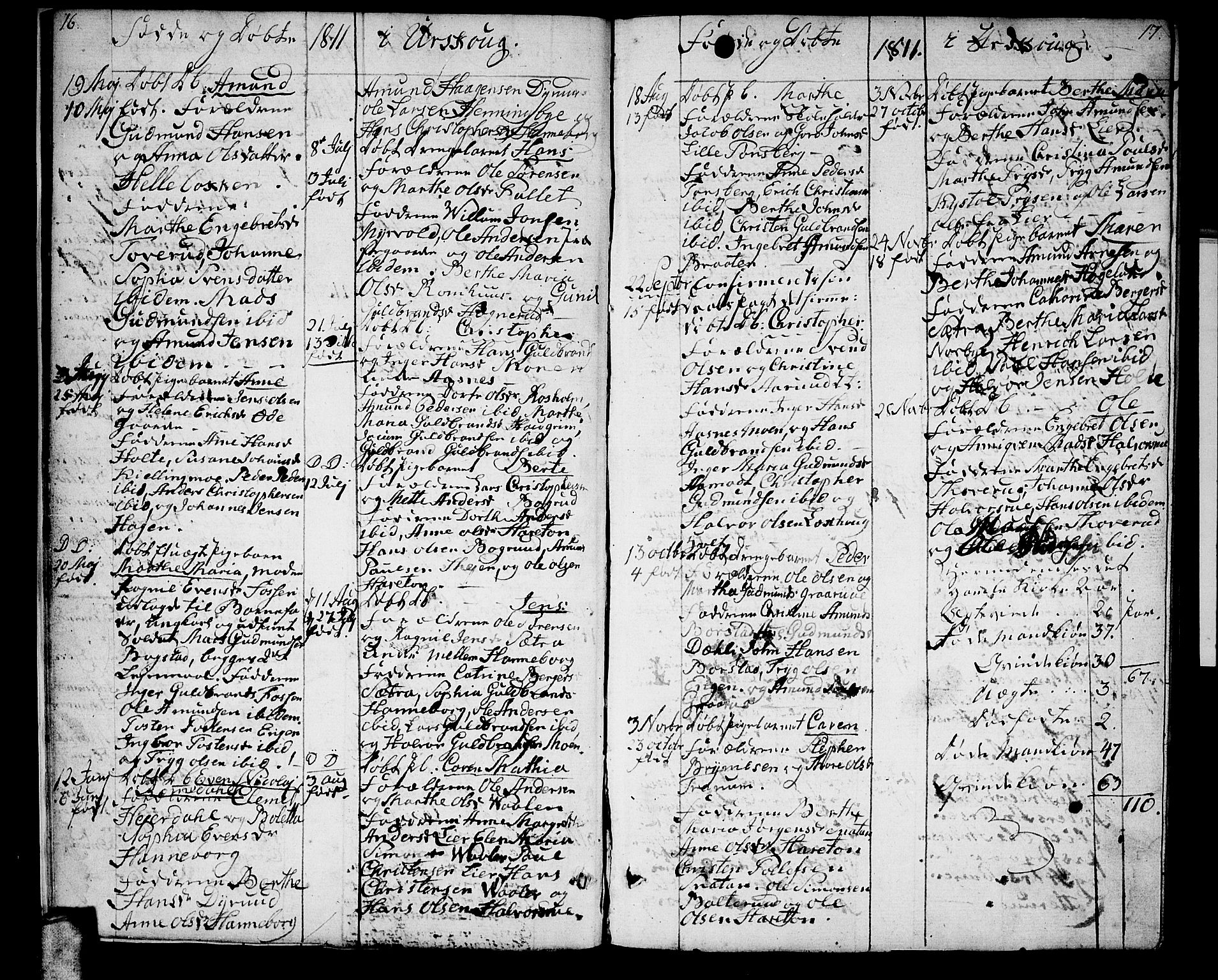 Aurskog prestekontor Kirkebøker, SAO/A-10304a/F/Fa/L0004: Parish register (official) no. I 4, 1807-1814, p. 16-17