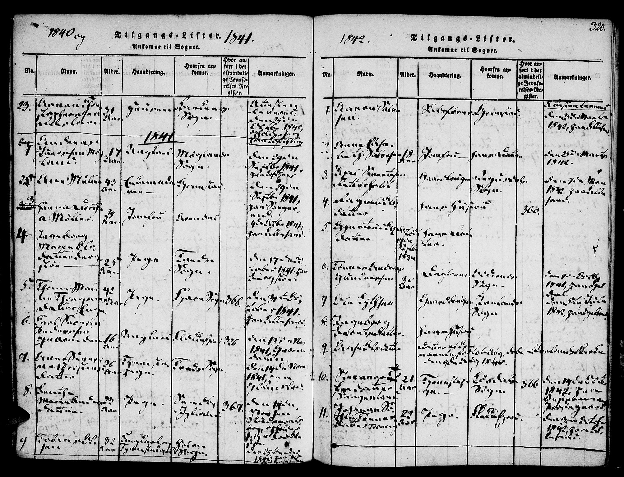 Vestre Moland sokneprestkontor, SAK/1111-0046/F/Fa/Fab/L0003: Parish register (official) no. A 3, 1816-1843, p. 320