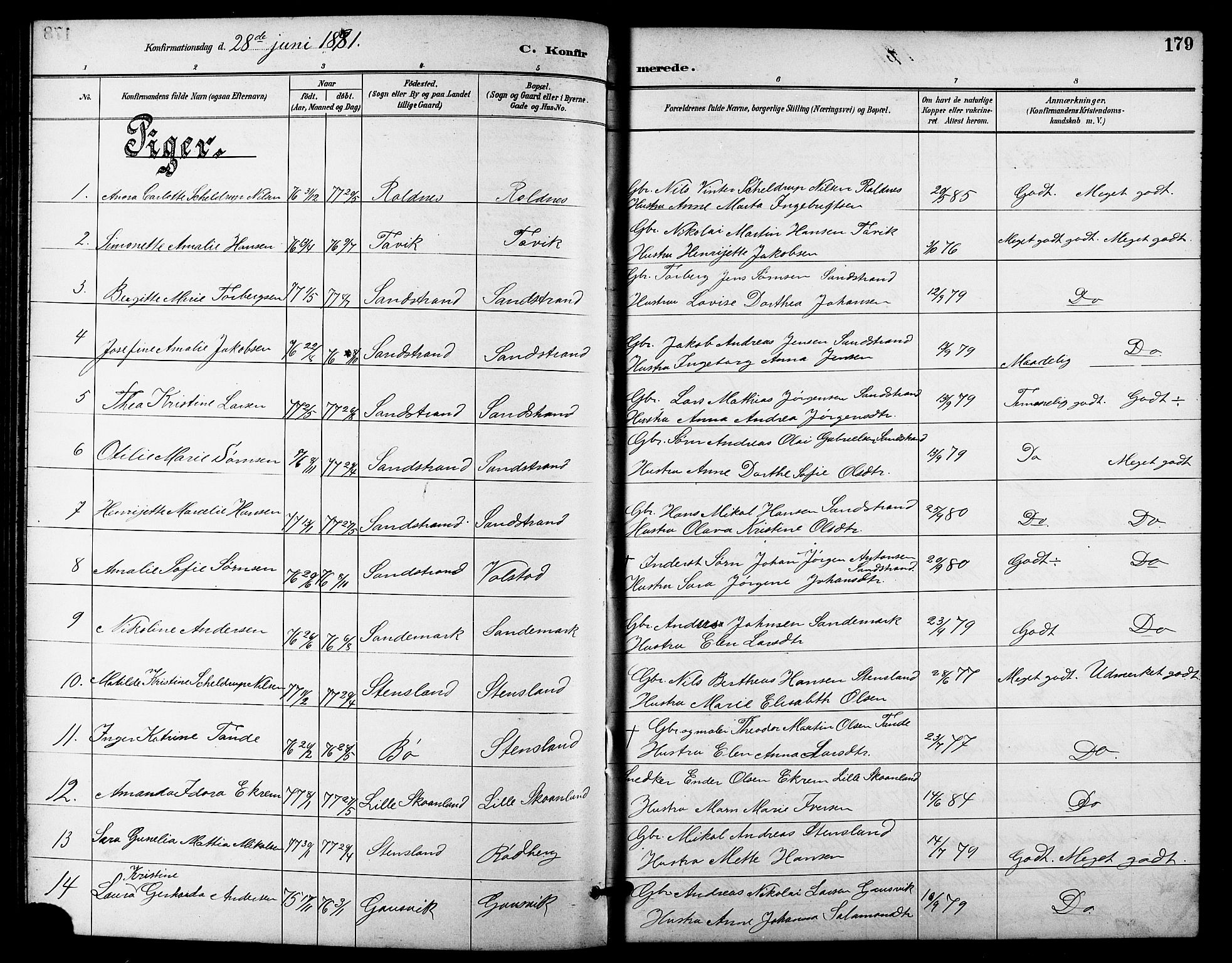 Trondenes sokneprestkontor, SATØ/S-1319/H/Hb/L0011klokker: Parish register (copy) no. 11, 1891-1906, p. 179