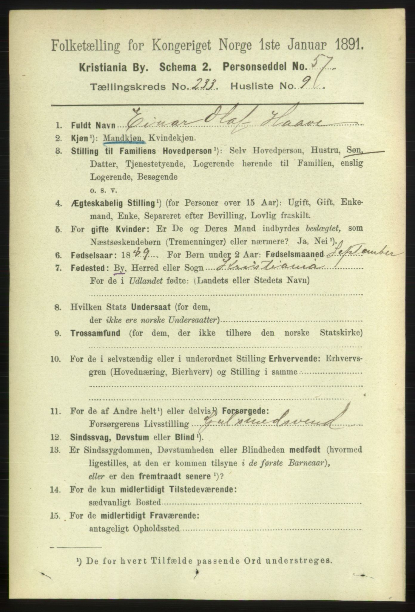 RA, 1891 census for 0301 Kristiania, 1891, p. 143291