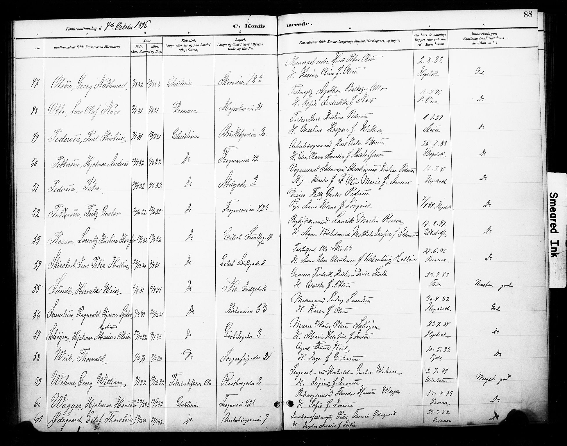 Uranienborg prestekontor Kirkebøker, SAO/A-10877/F/Fa/L0003: Parish register (official) no. 3, 1890-1904, p. 88