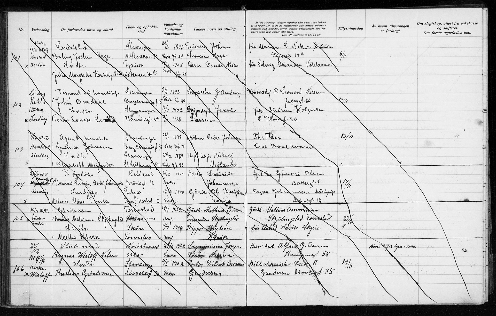 Domkirken sokneprestkontor, AV/SAST-A-101812/001/70/705BA/L0007: Banns register no. 705.BA.7, 1924-1936