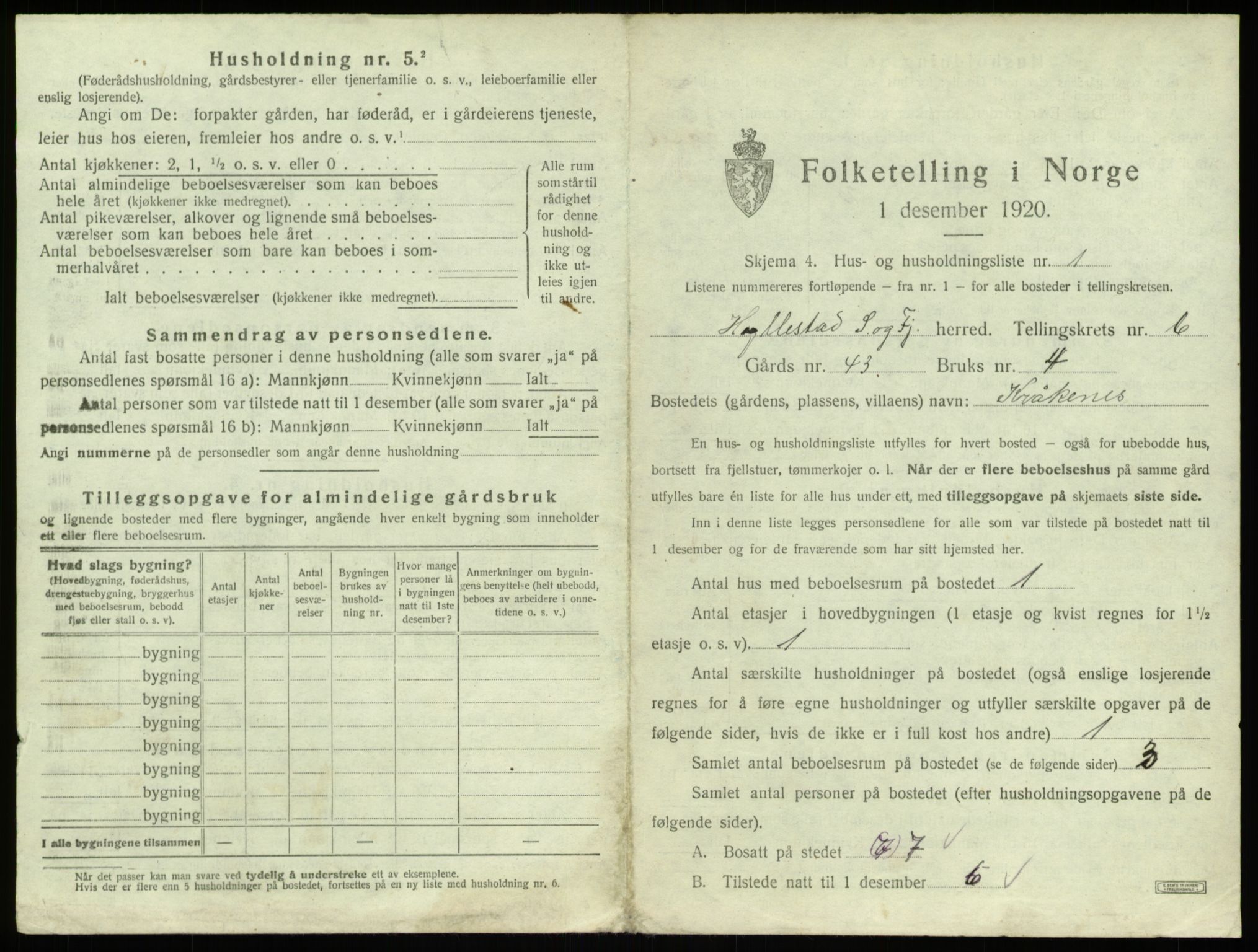 SAB, 1920 census for Hyllestad, 1920, p. 362