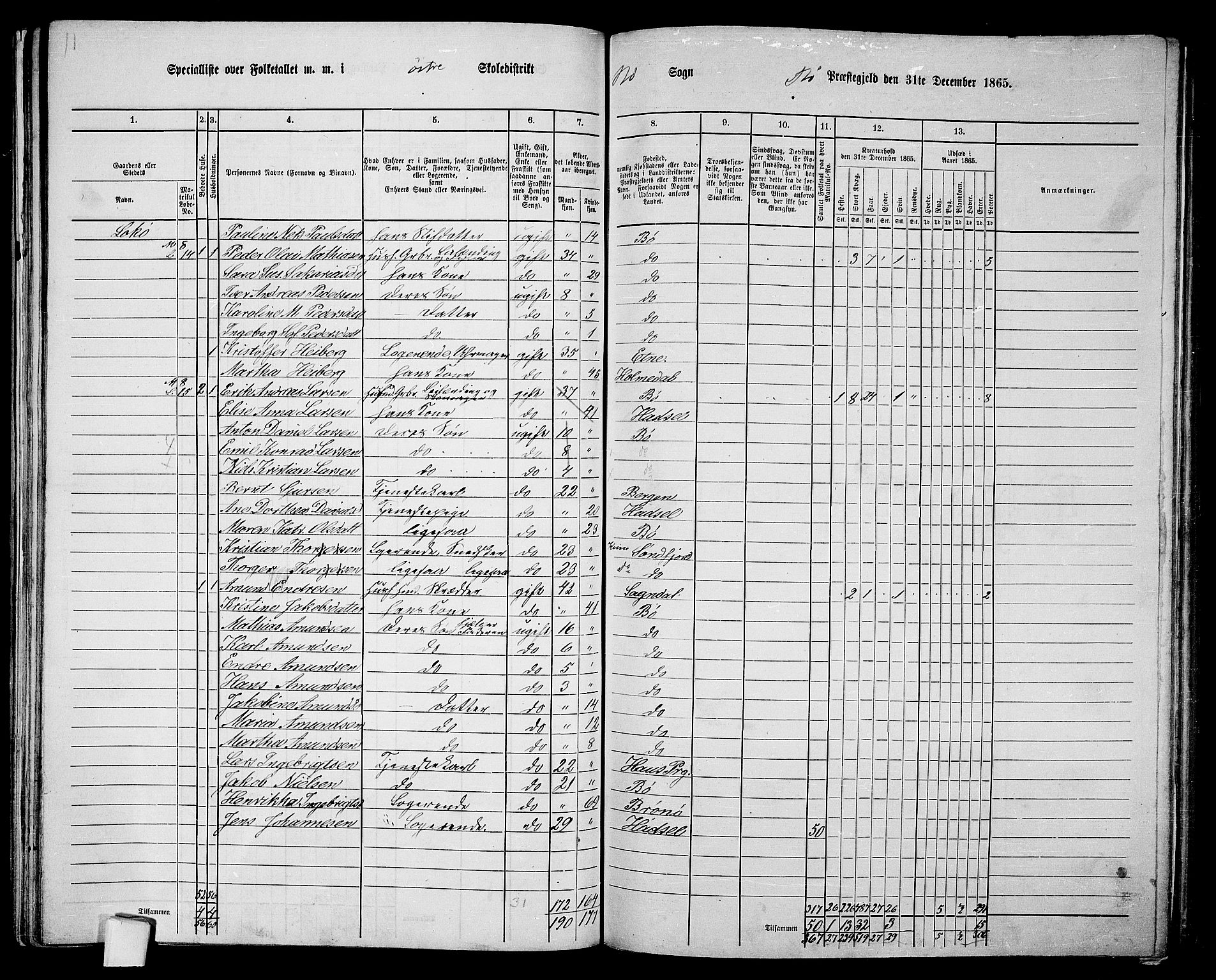 RA, 1865 census for Bø, 1865, p. 42
