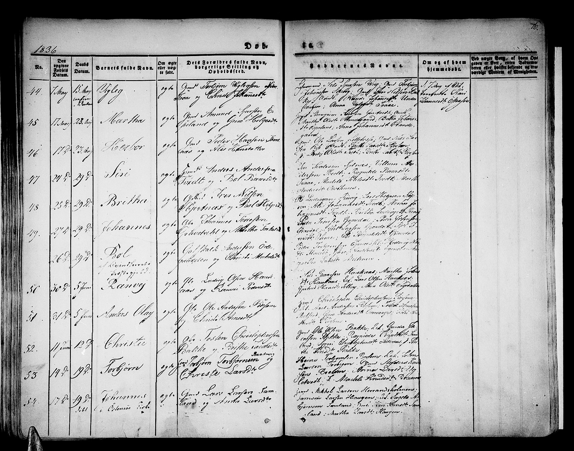 Strandebarm sokneprestembete, AV/SAB-A-78401/H/Haa: Parish register (official) no. A 6, 1826-1843, p. 76