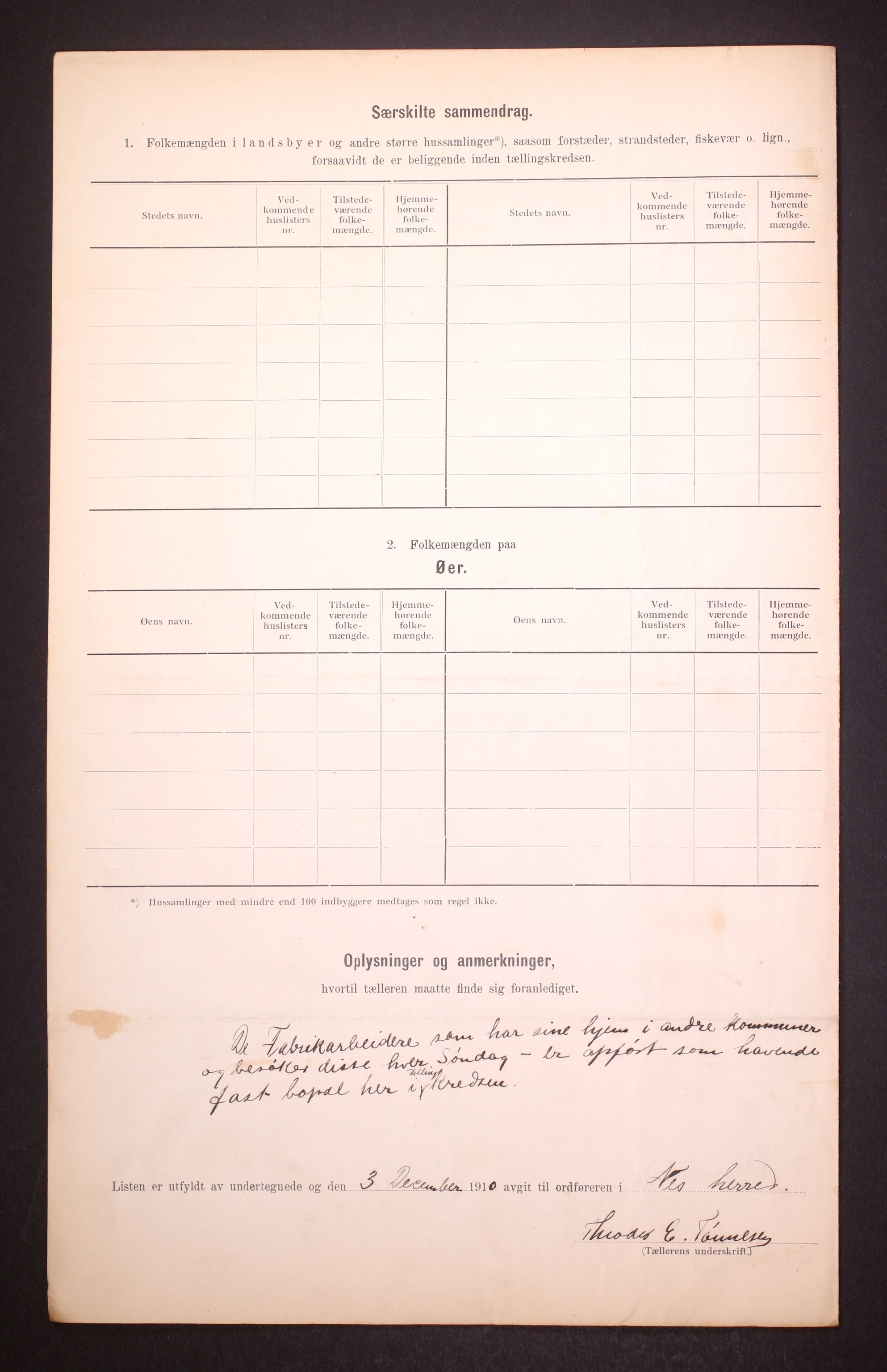 RA, 1910 census for Nes, 1910, p. 32