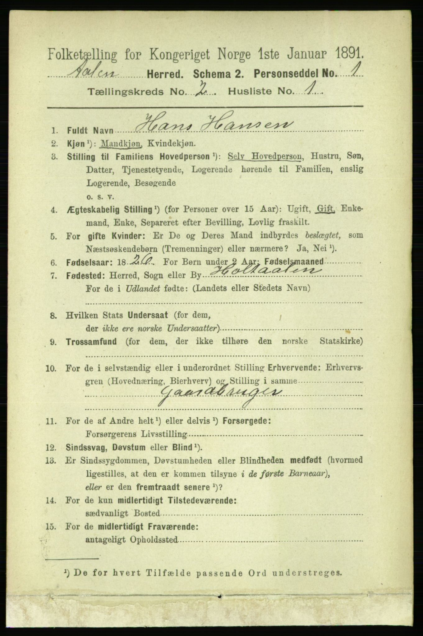 RA, 1891 census for 1644 Ålen, 1891, p. 380