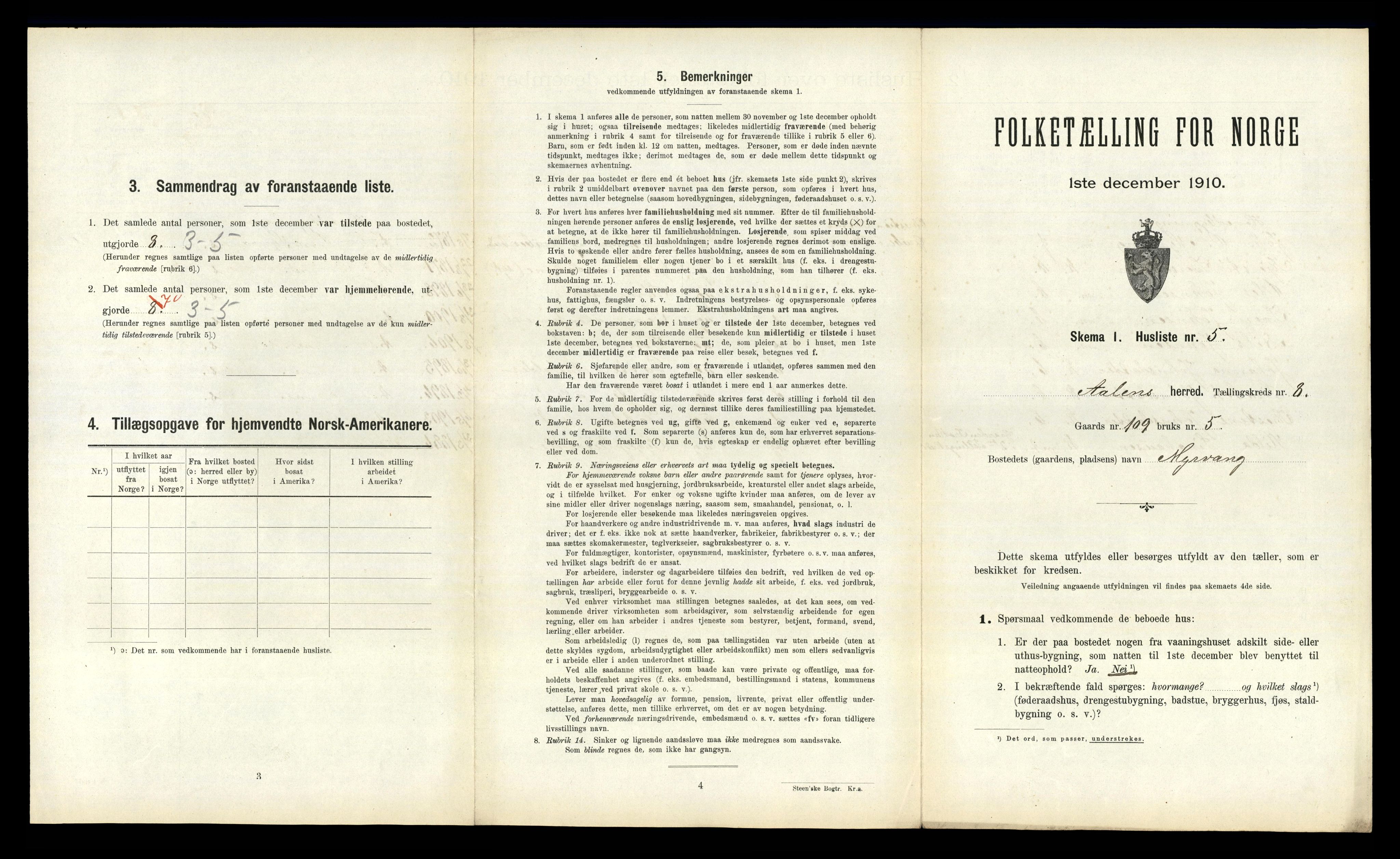 RA, 1910 census for Ålen, 1910, p. 637