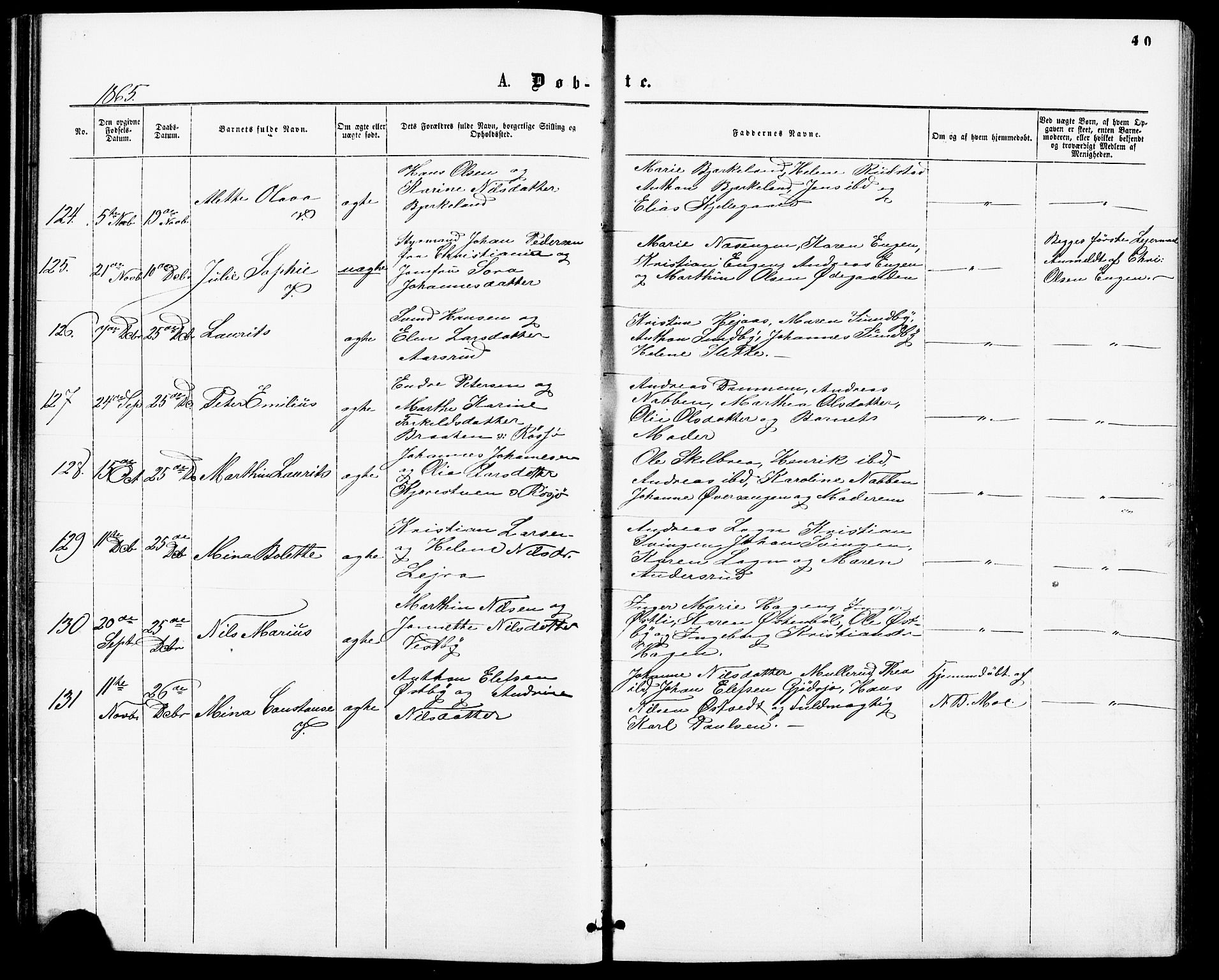 Enebakk prestekontor Kirkebøker, AV/SAO-A-10171c/F/Fa/L0011: Parish register (official) no. I 11, 1862-1882, p. 40