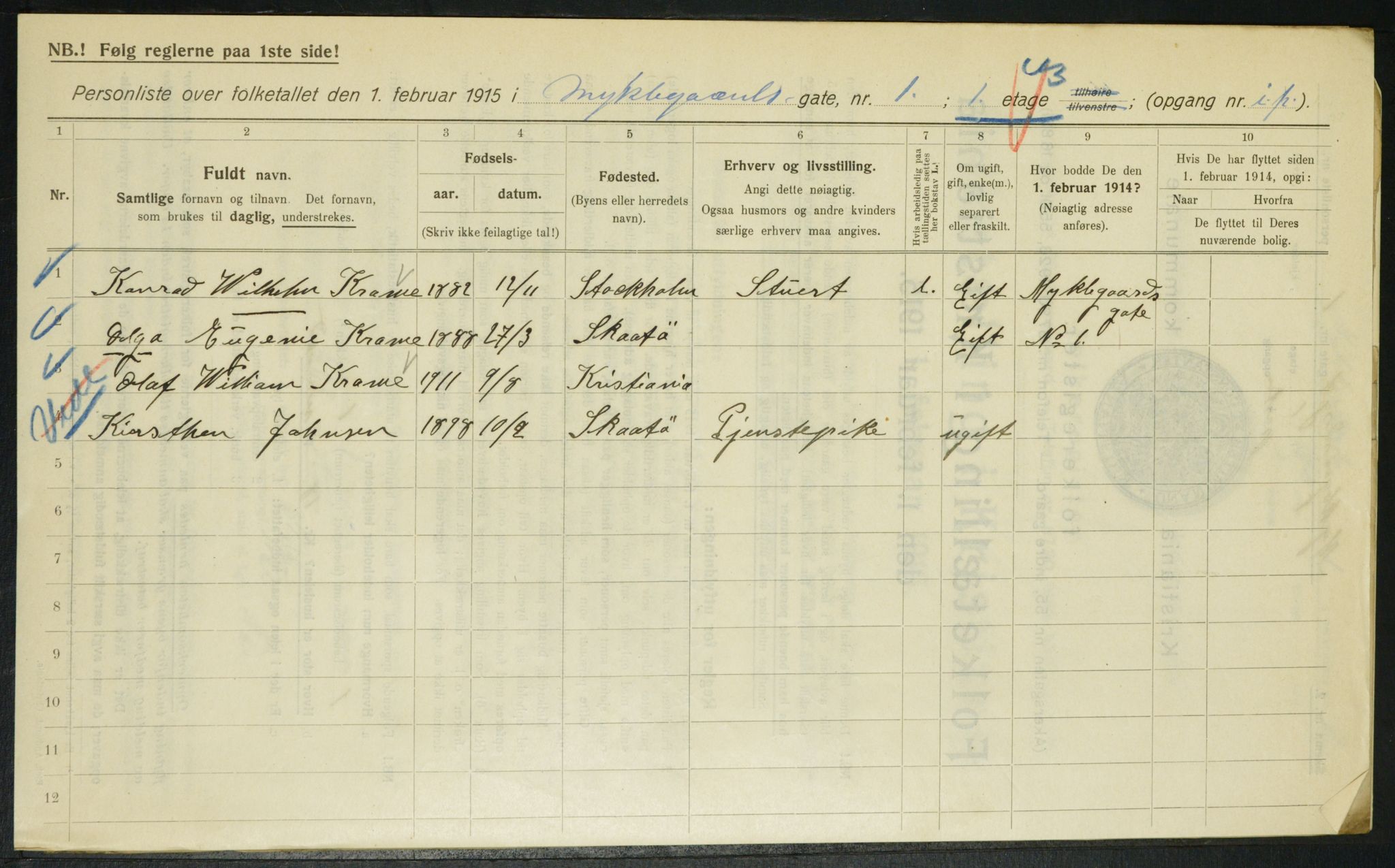 OBA, Municipal Census 1915 for Kristiania, 1915, p. 67648