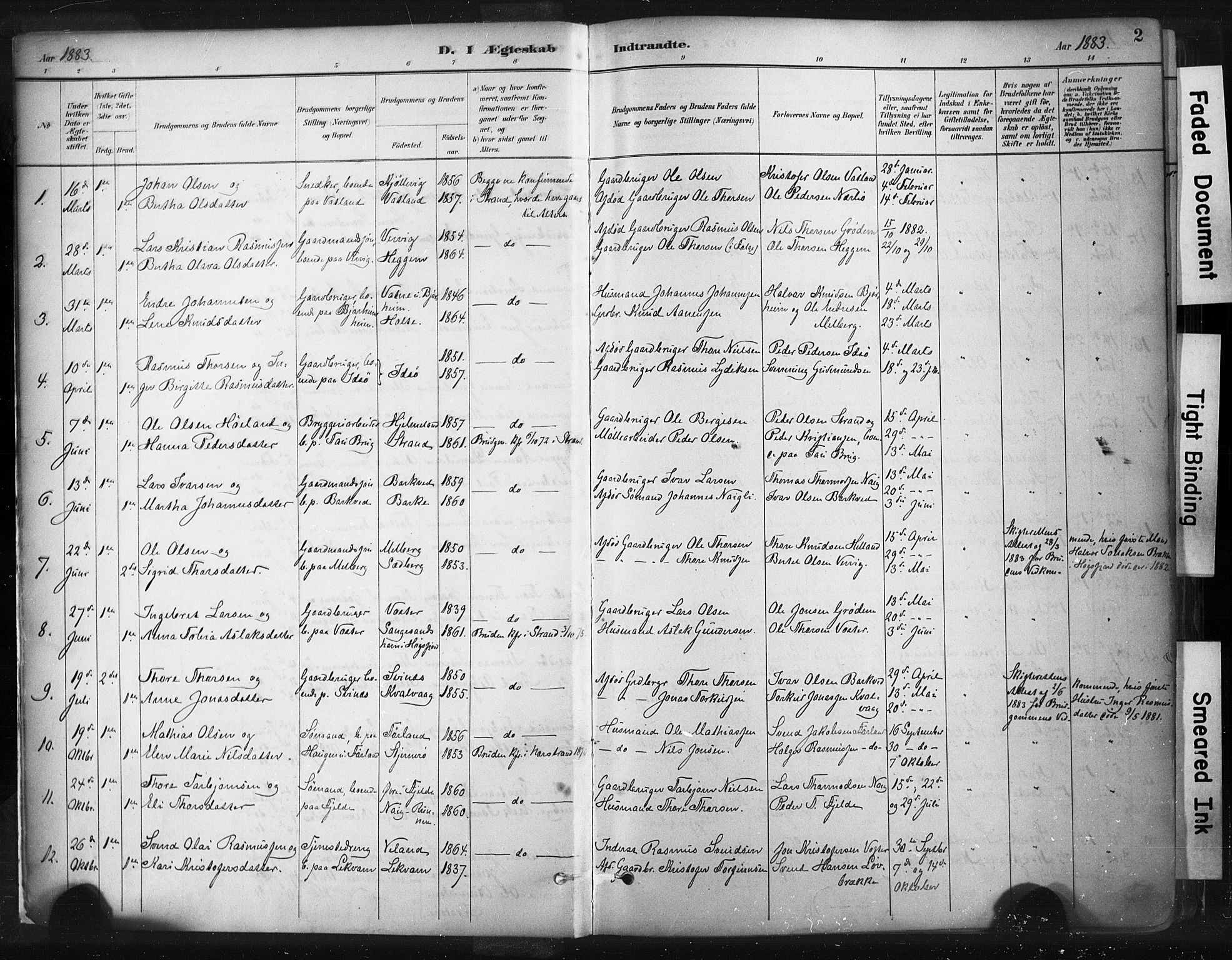 Strand sokneprestkontor, SAST/A-101828/H/Ha/Haa/L0010: Parish register (official) no. A 10, 1882-1929, p. 2