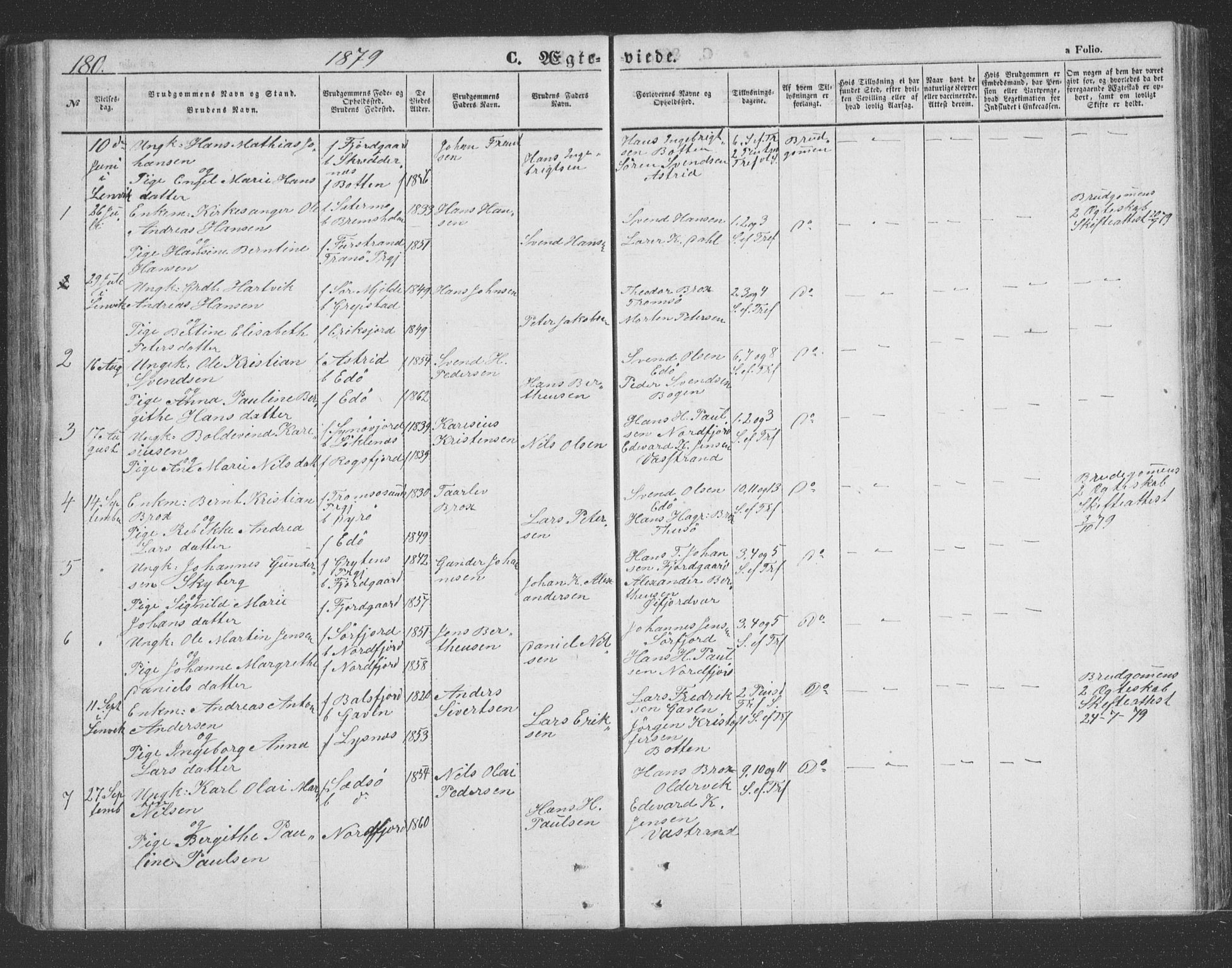 Lenvik sokneprestembete, SATØ/S-1310/H/Ha/Hab/L0020klokker: Parish register (copy) no. 20, 1855-1883, p. 180