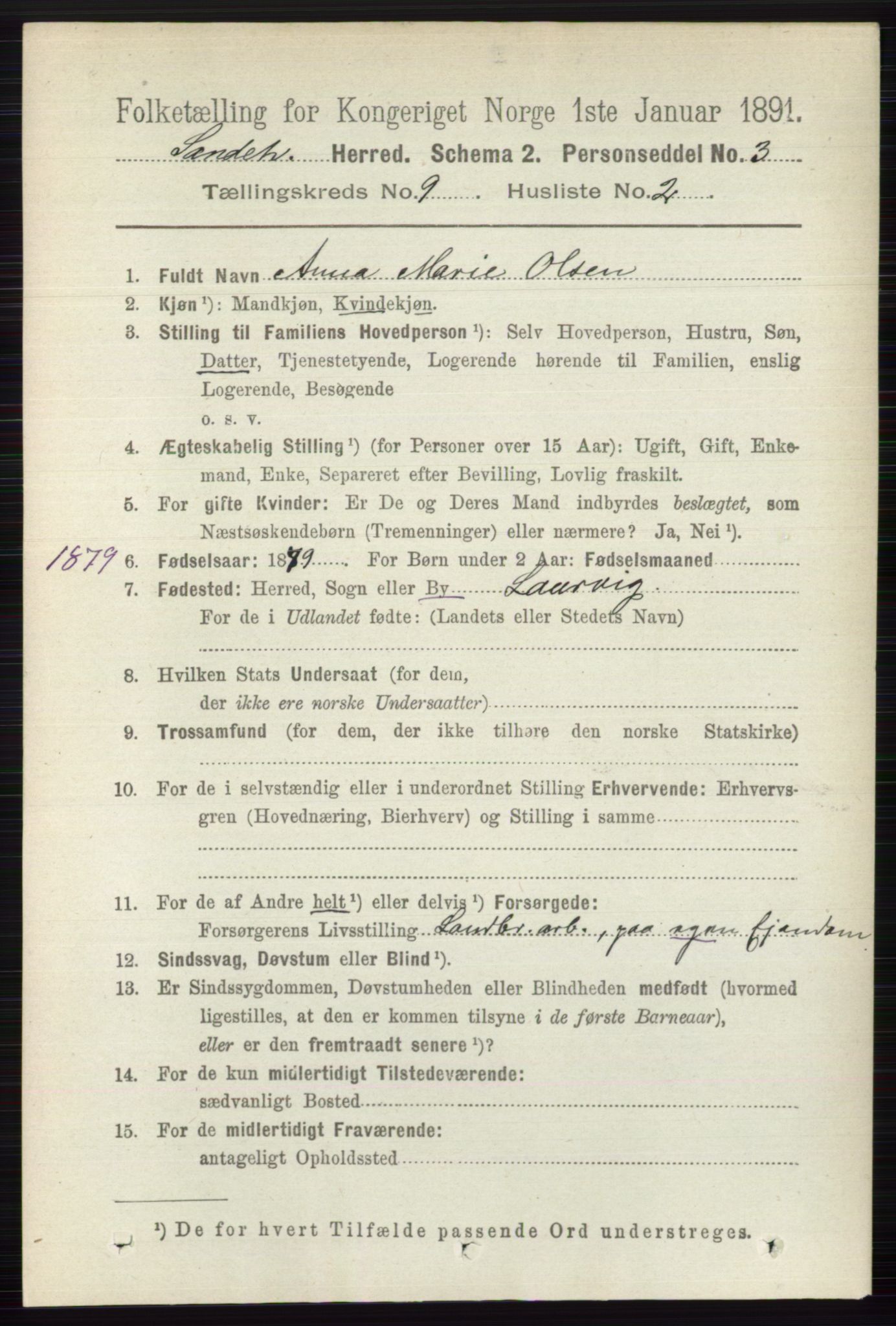 RA, 1891 census for 0724 Sandeherred, 1891, p. 5554