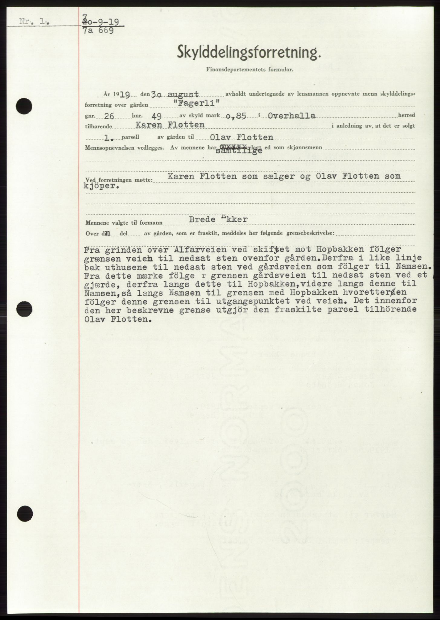 Namdal sorenskriveri, SAT/A-4133/1/2/2C: Mortgage book no. -, 1916-1921, Deed date: 30.09.1919
