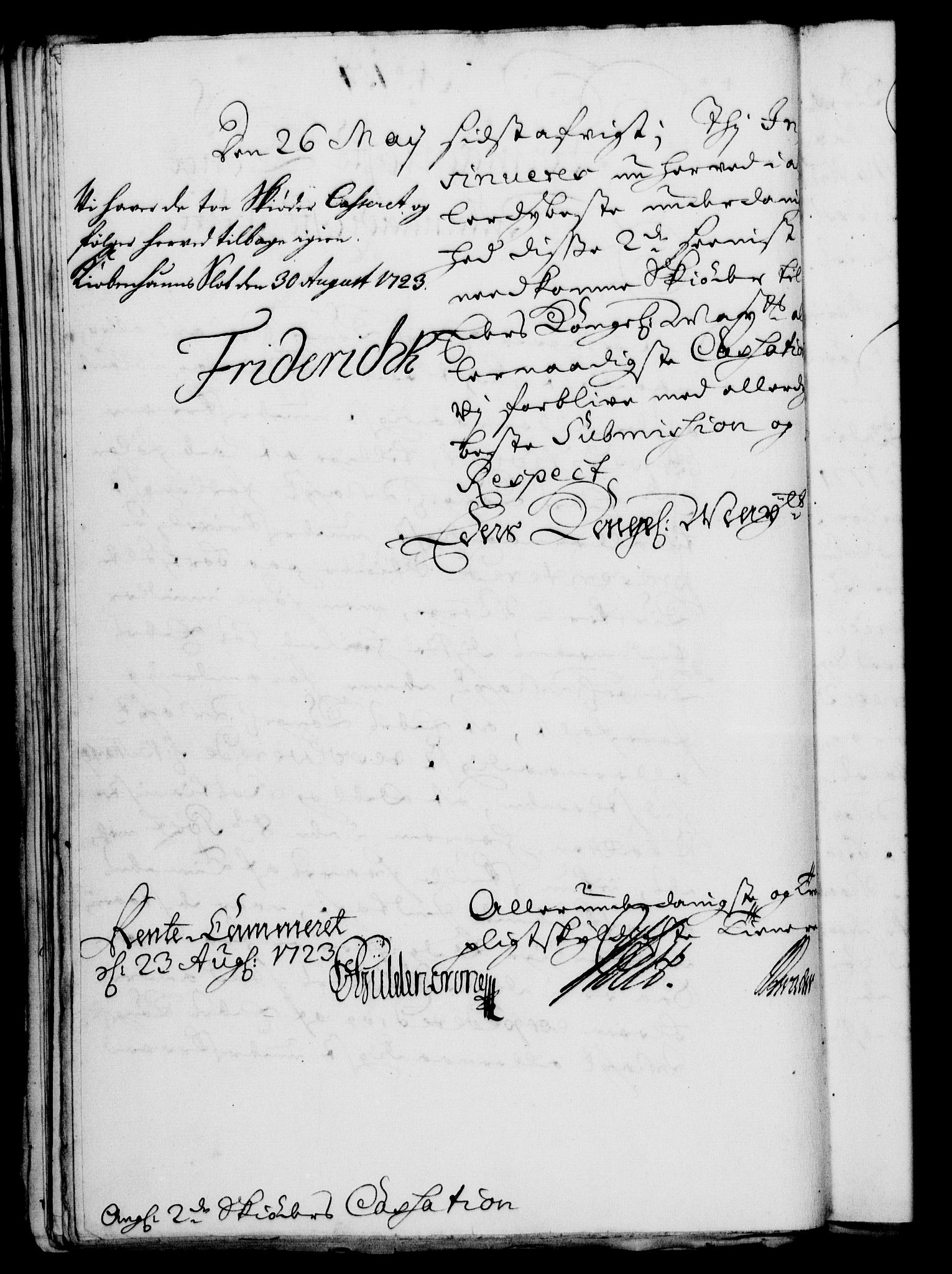 Rentekammeret, Kammerkanselliet, RA/EA-3111/G/Gf/Gfa/L0006: Norsk relasjons- og resolusjonsprotokoll (merket RK 52.6), 1723, p. 945
