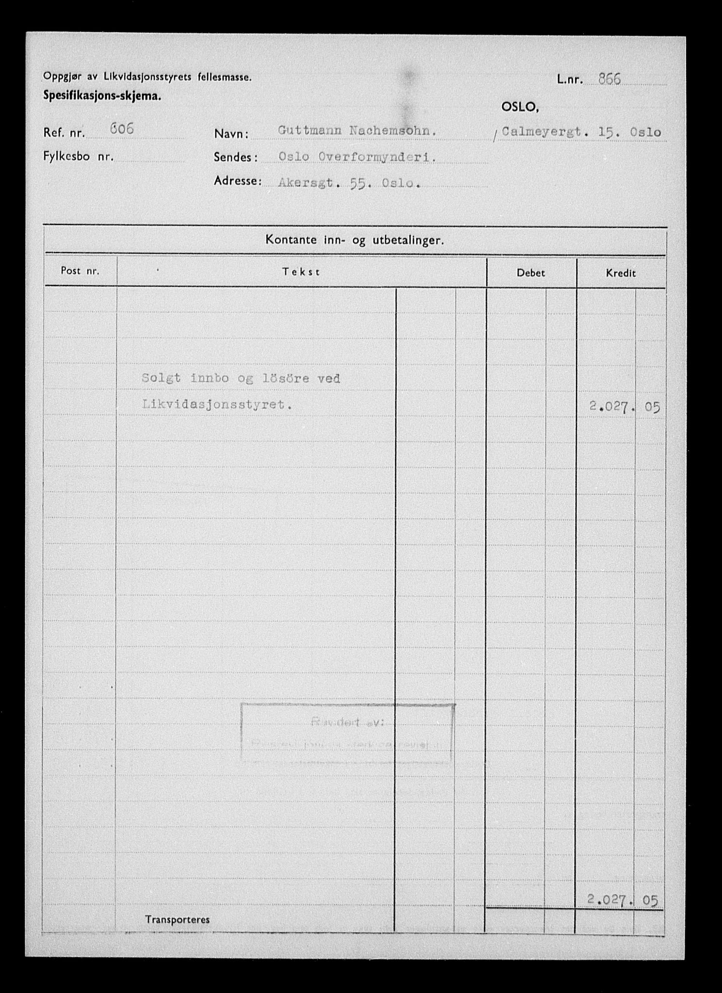 Justisdepartementet, Tilbakeføringskontoret for inndratte formuer, AV/RA-S-1564/H/Hc/Hcc/L0967: --, 1945-1947, p. 8