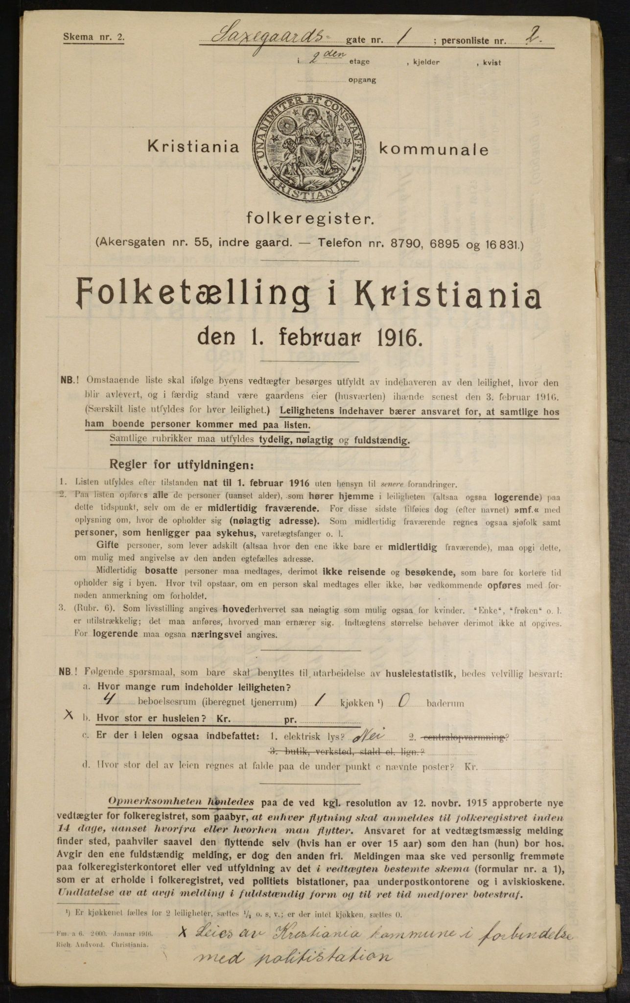 OBA, Municipal Census 1916 for Kristiania, 1916, p. 91487